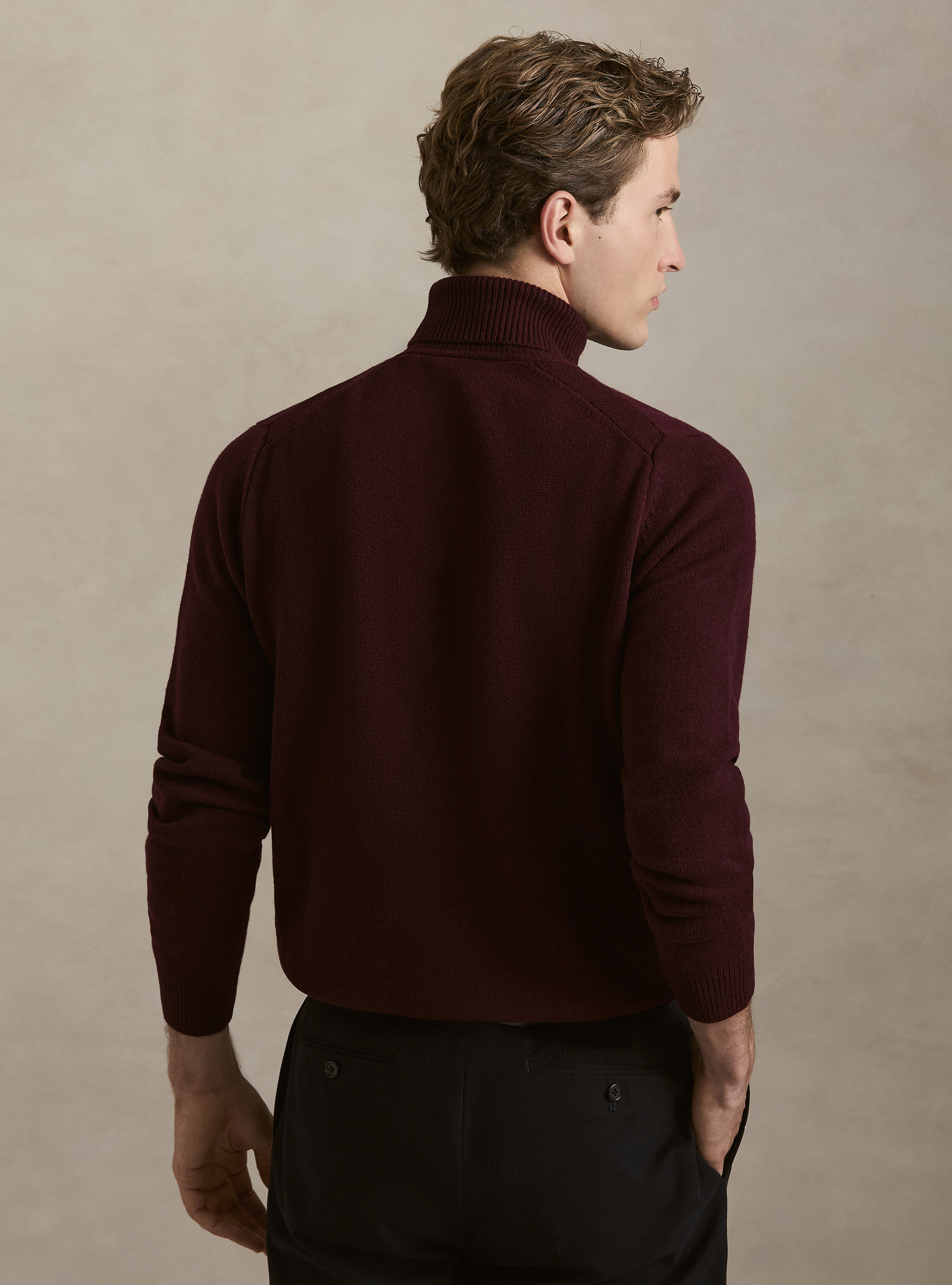 Merino wool turtleneck sweater, BORDEAUX