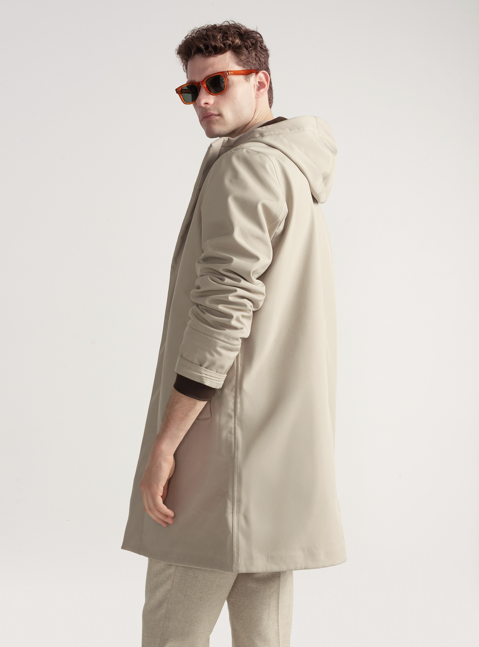 Blouson technique longue avec capuche, SABLE