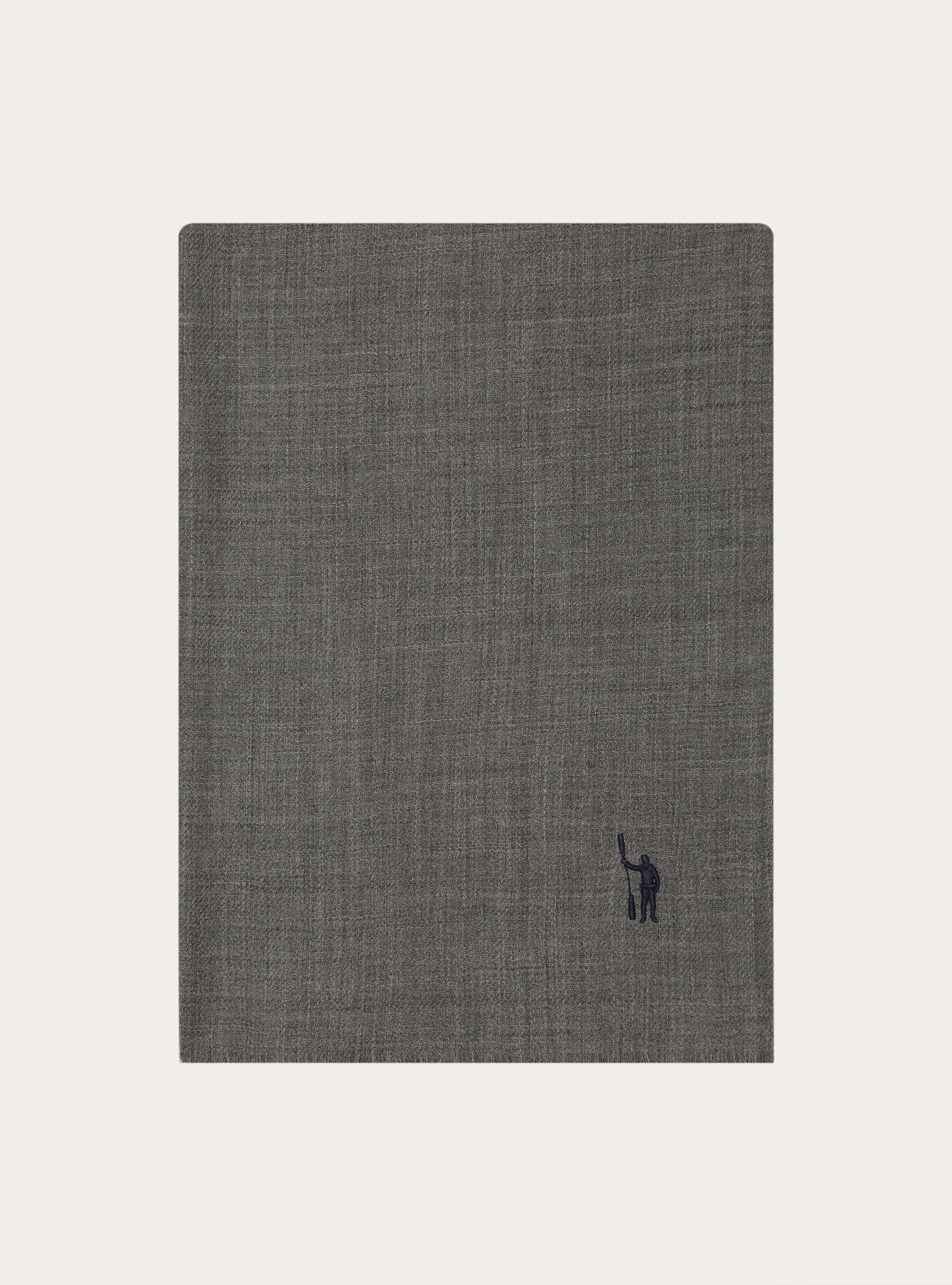 Lightweight embroidered wool scarf, LIGHT GREY MELANGE