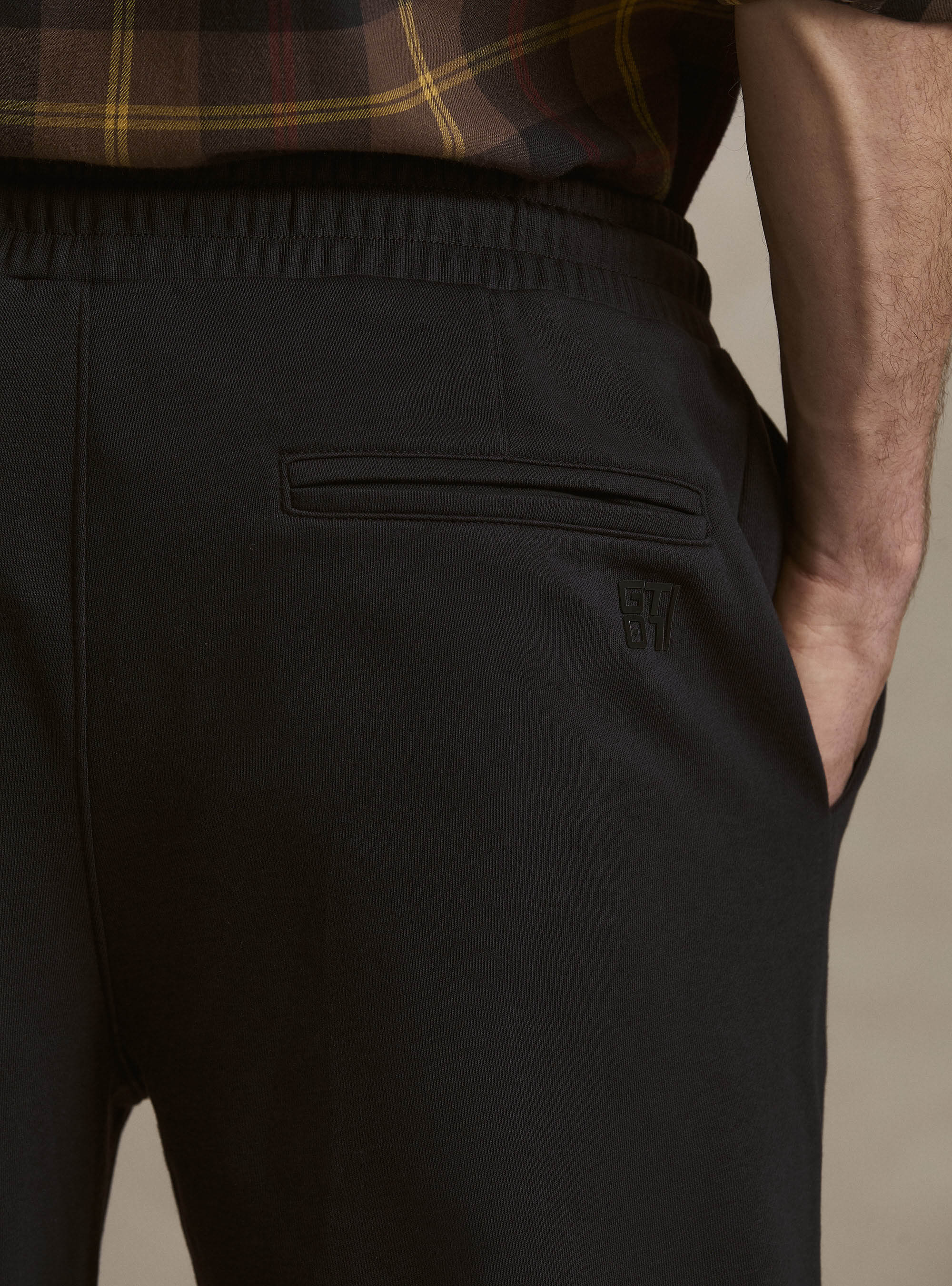 Pantalon en molleton m&eacute;lang&eacute; de coton, BLEU MARINE