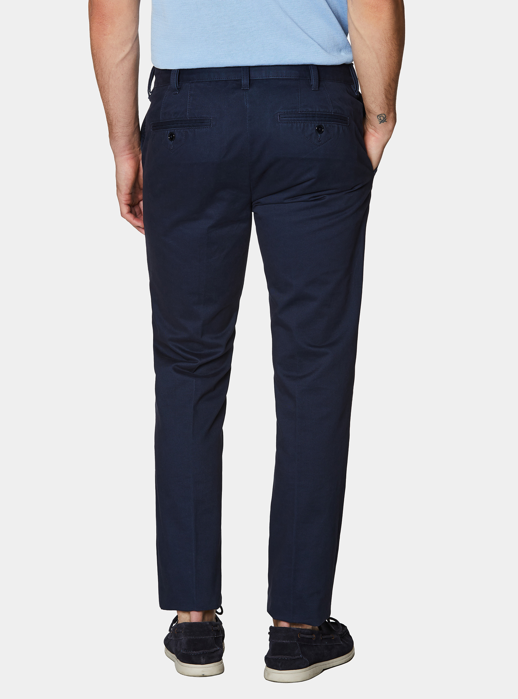 Cotton twill chino trousers, NAVY BLUE