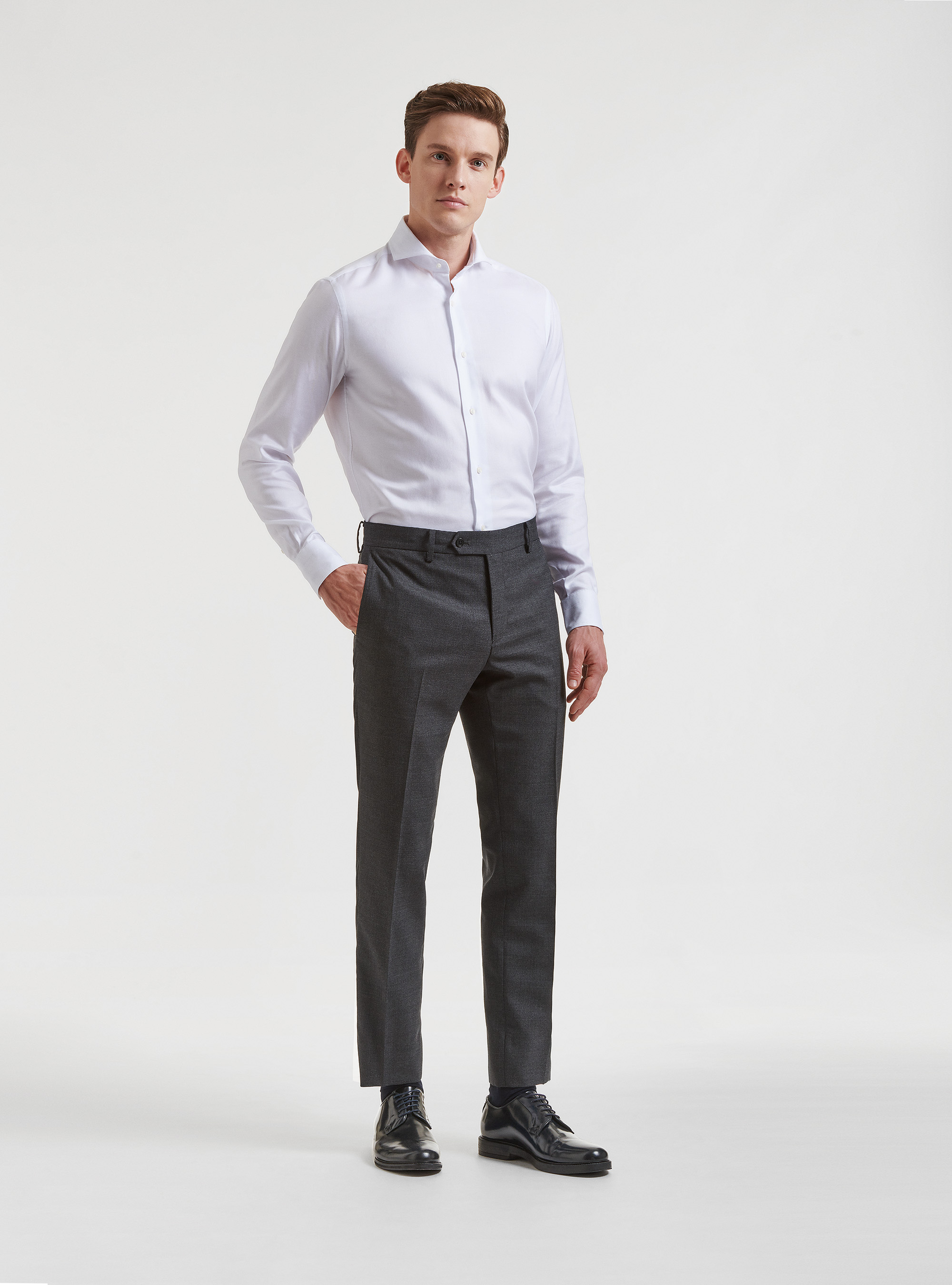 Pure wool suit trousers Vitale Barberis Canonico, ASPHALT GREY