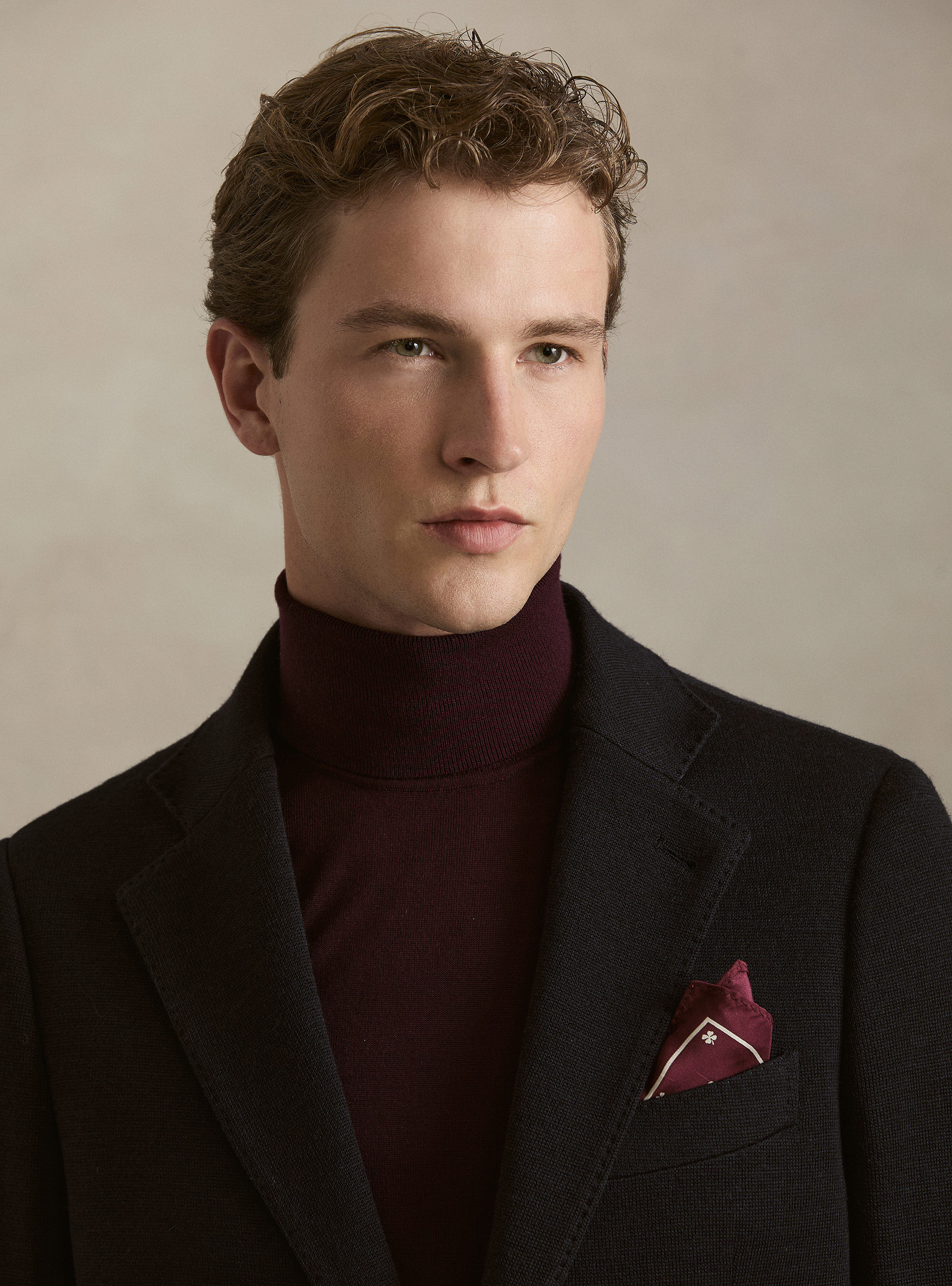 Wool and cotton jersey blazer, NAVY BLUE