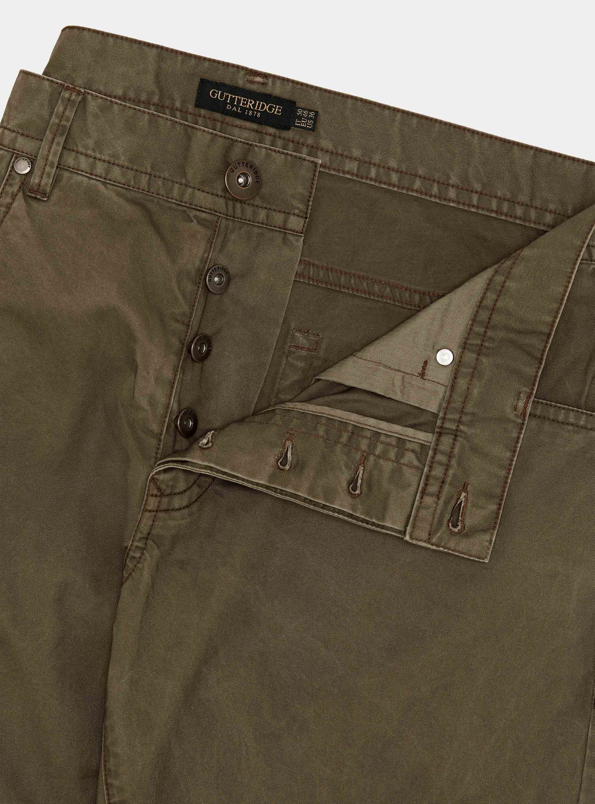 Slim fit cotton trousers, OLIVE