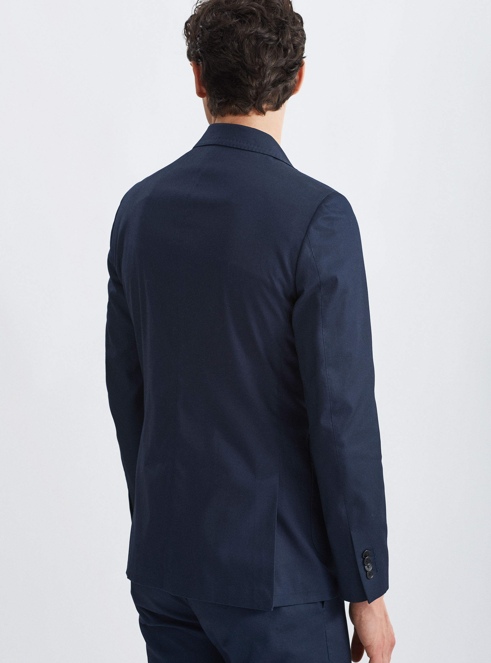 Giacca per abito in cotone stretch armaturato, BLU NAVY