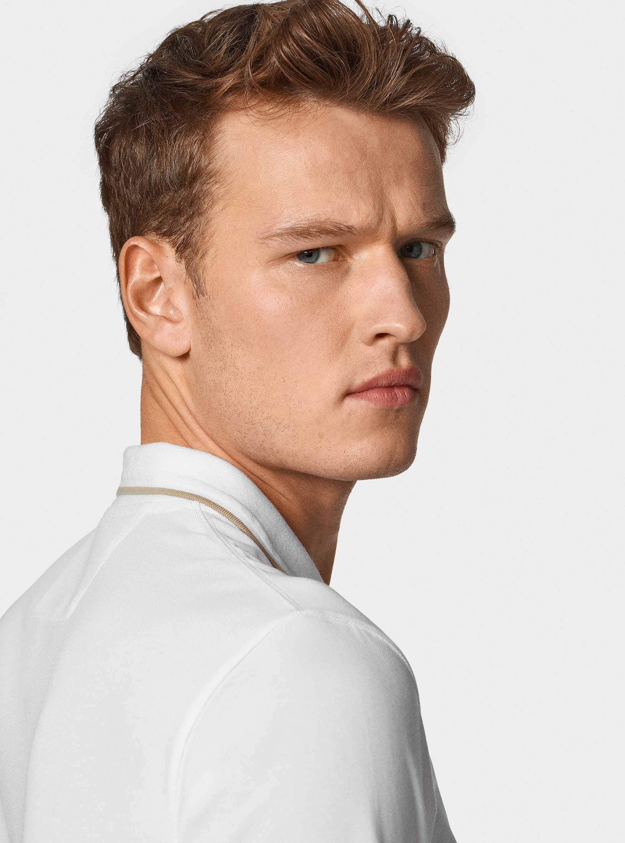 GT01 buttonless stretch pique polo shirt, WHITE