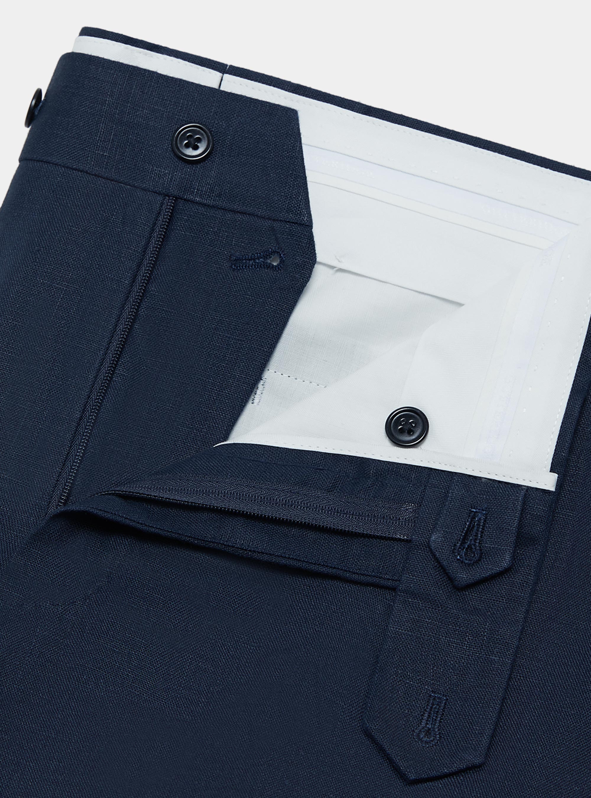 Pantalon en lin pur, BLEU MARINE