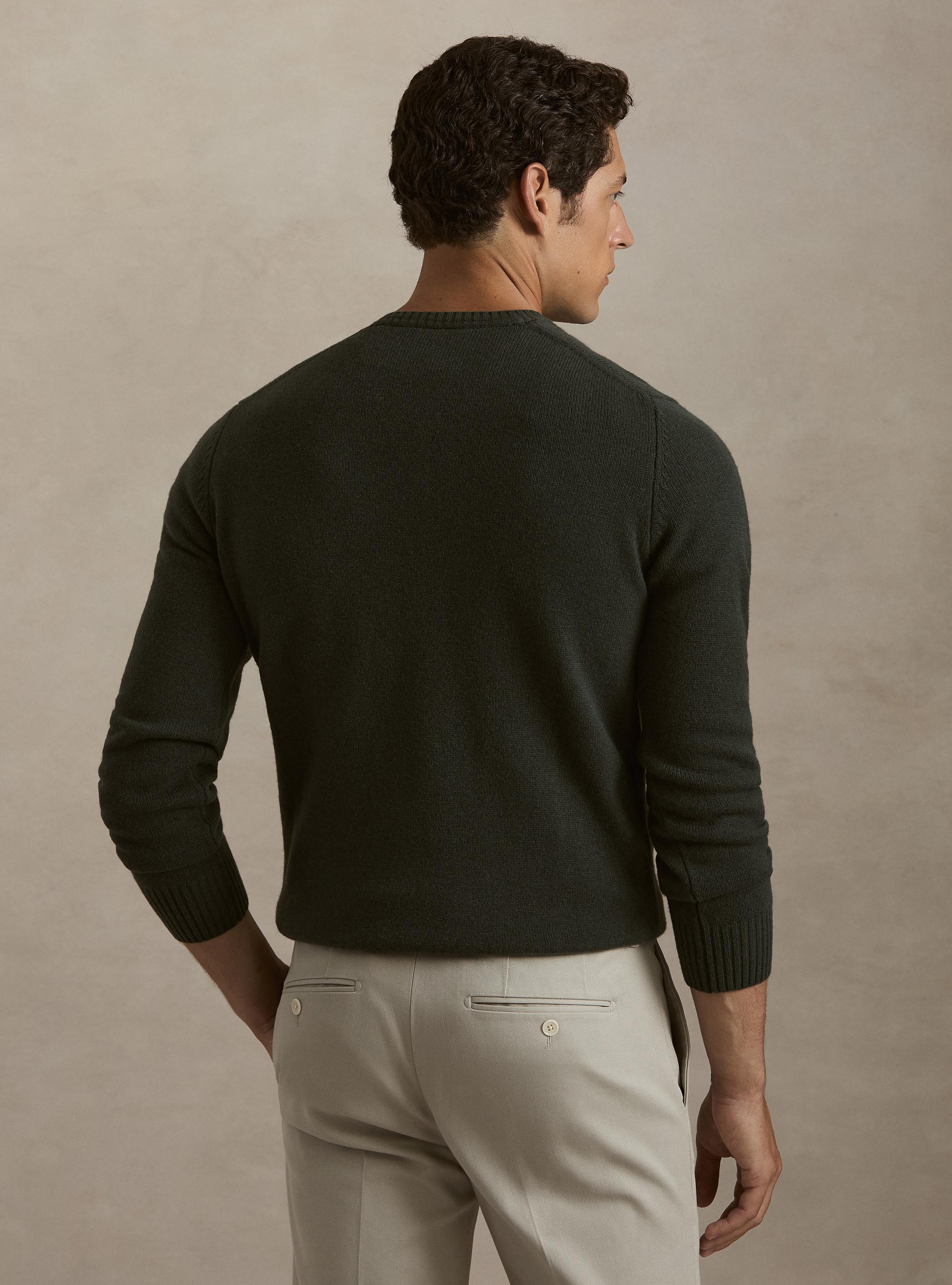Maglia girocollo in misto lana e cashmere, MILITARE 0609C