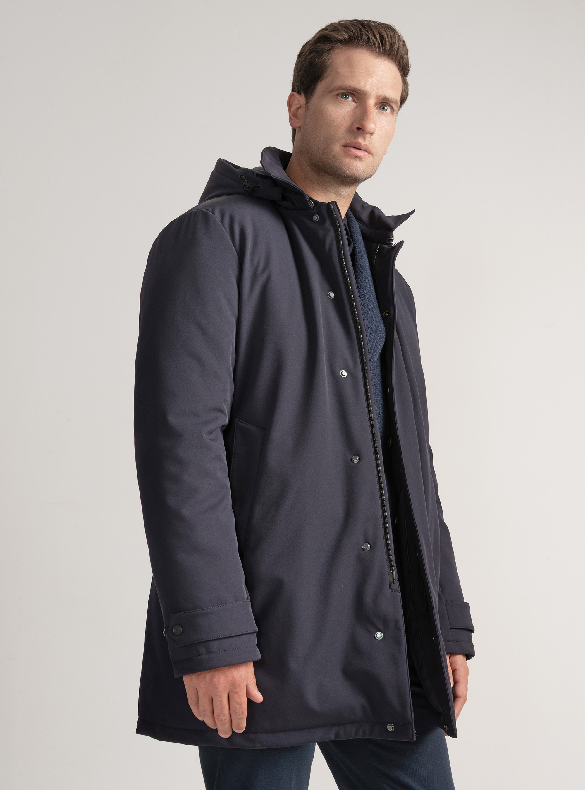 Technical parka with recycled padding, NAVY BLUE