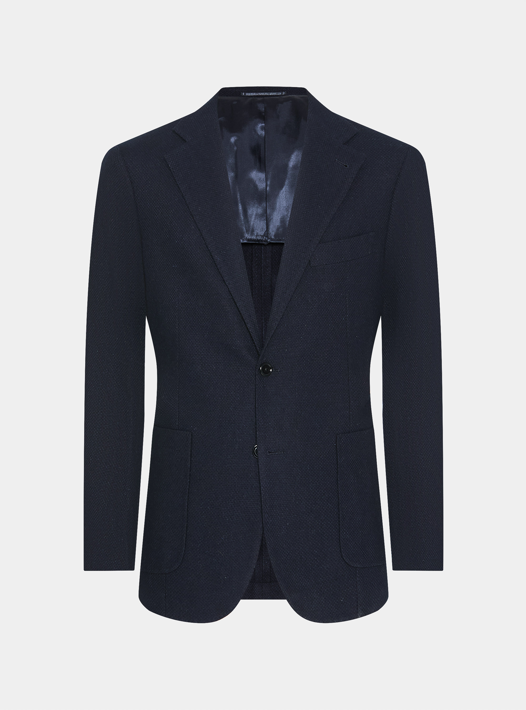 Giacca hopsack in lana cotone e cashmere, BLU NAVY
