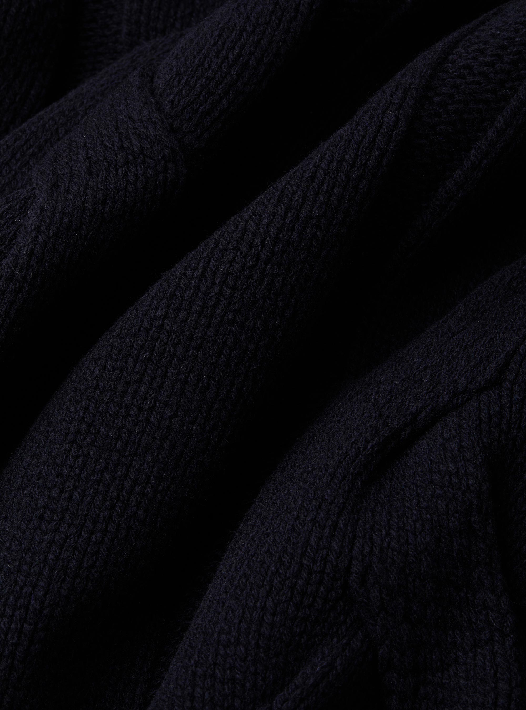 Cardigan sciallato con treccia in lana lambswool e cashmere, BLU NAVY