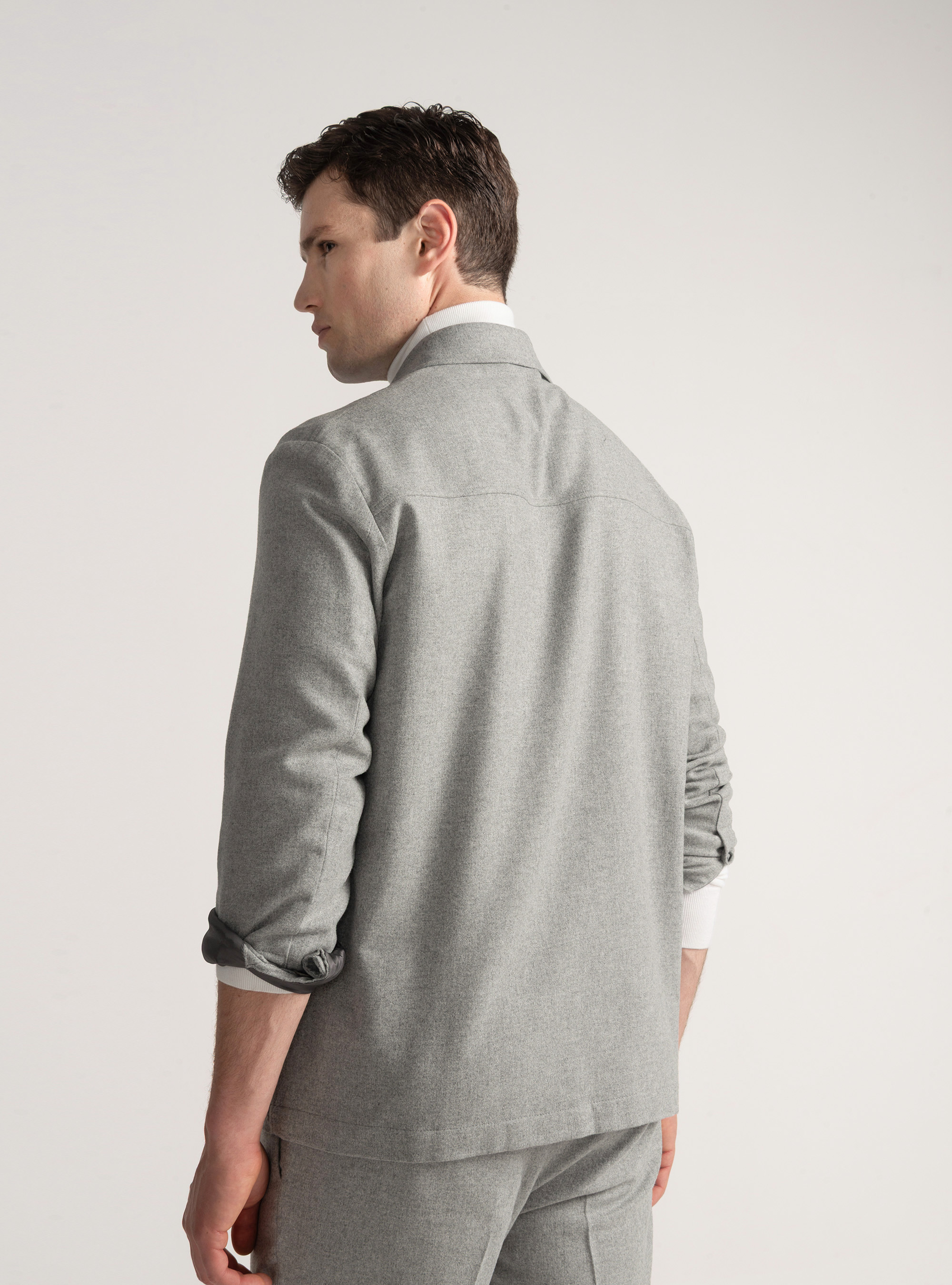 Lightweight shirt jacket in wool blend, GREY