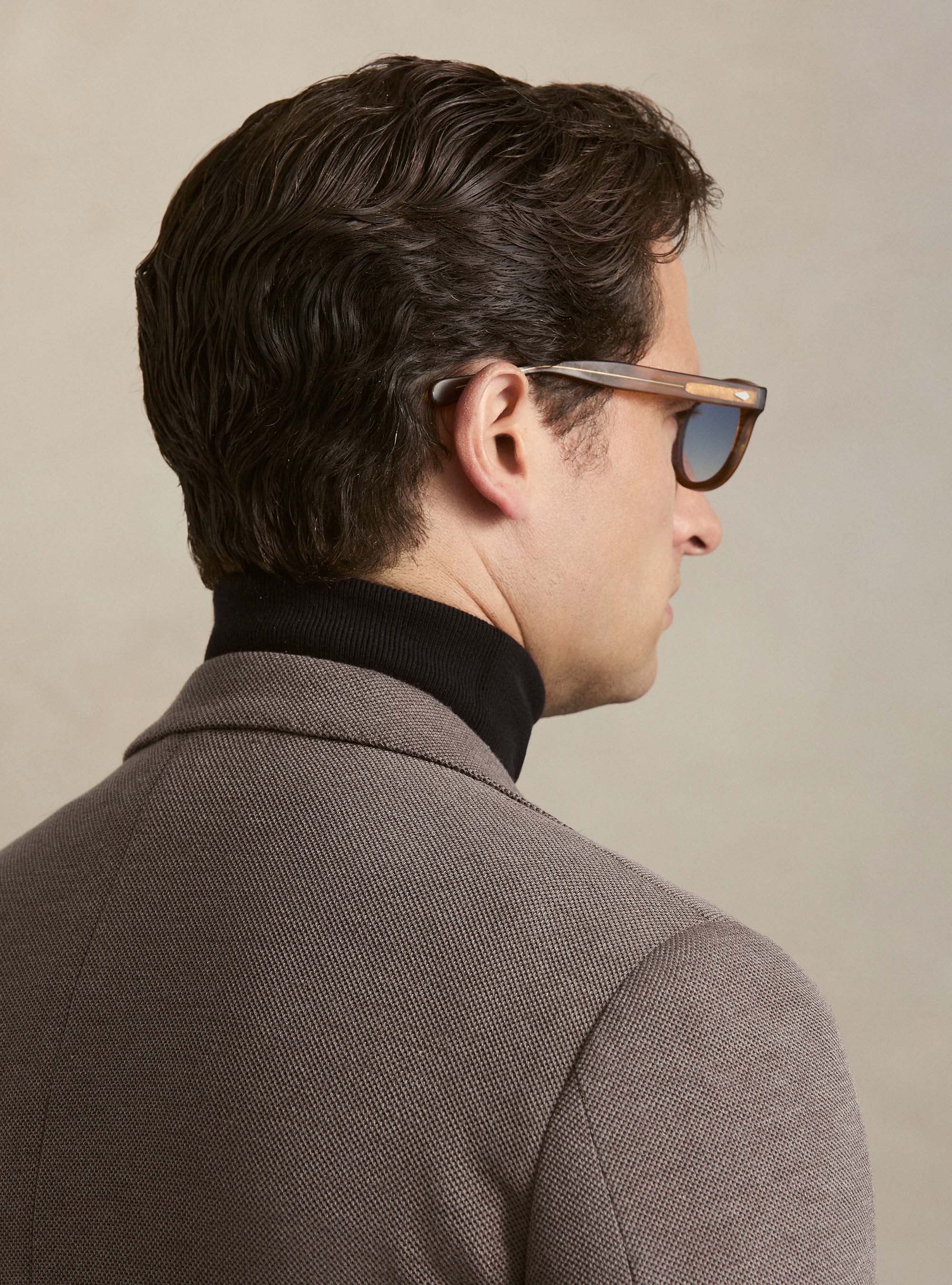 Single-breasted single jersey blazer, BROWN