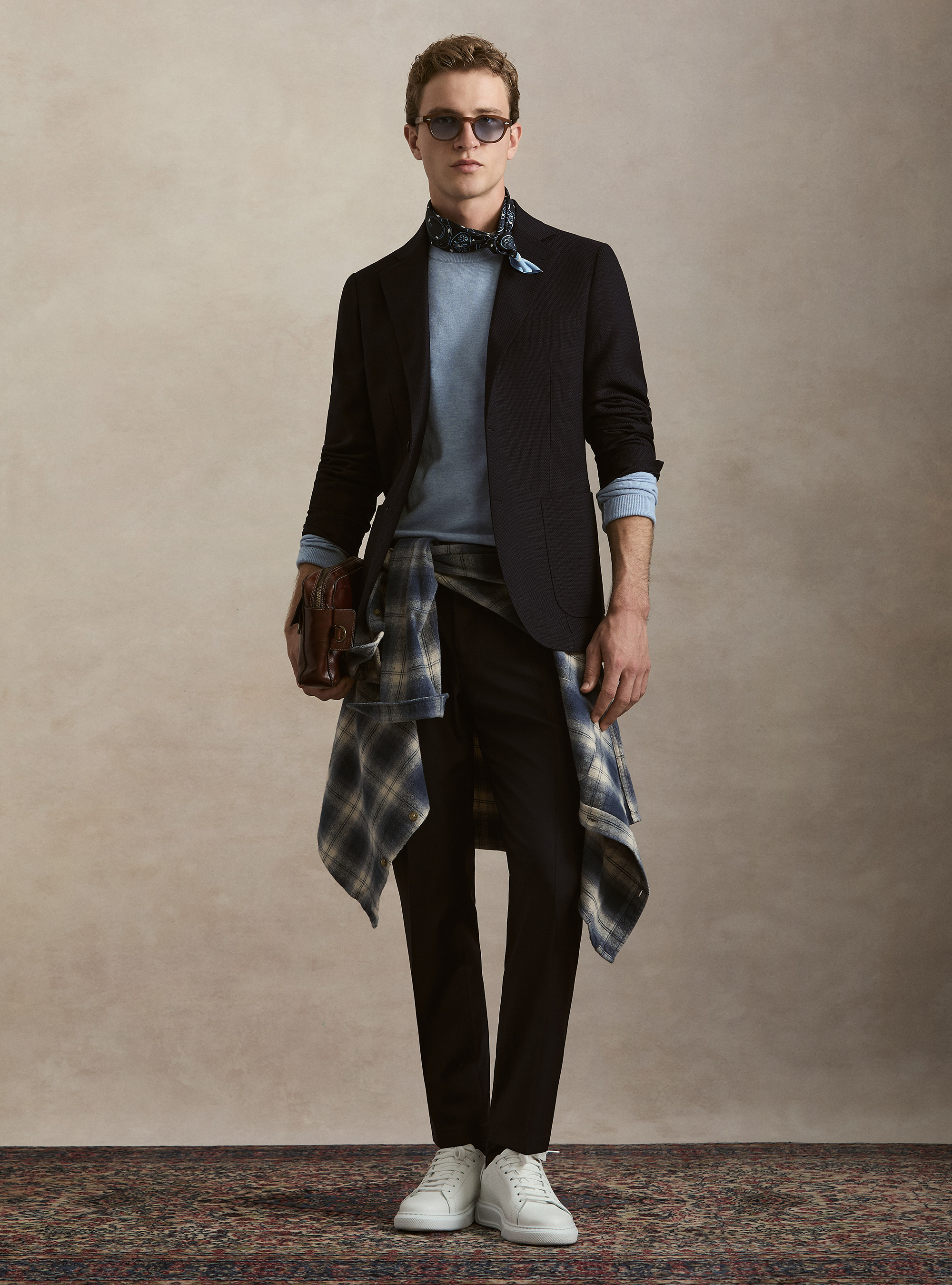 VBC wool drawstring trousers, NAVY BLUE
