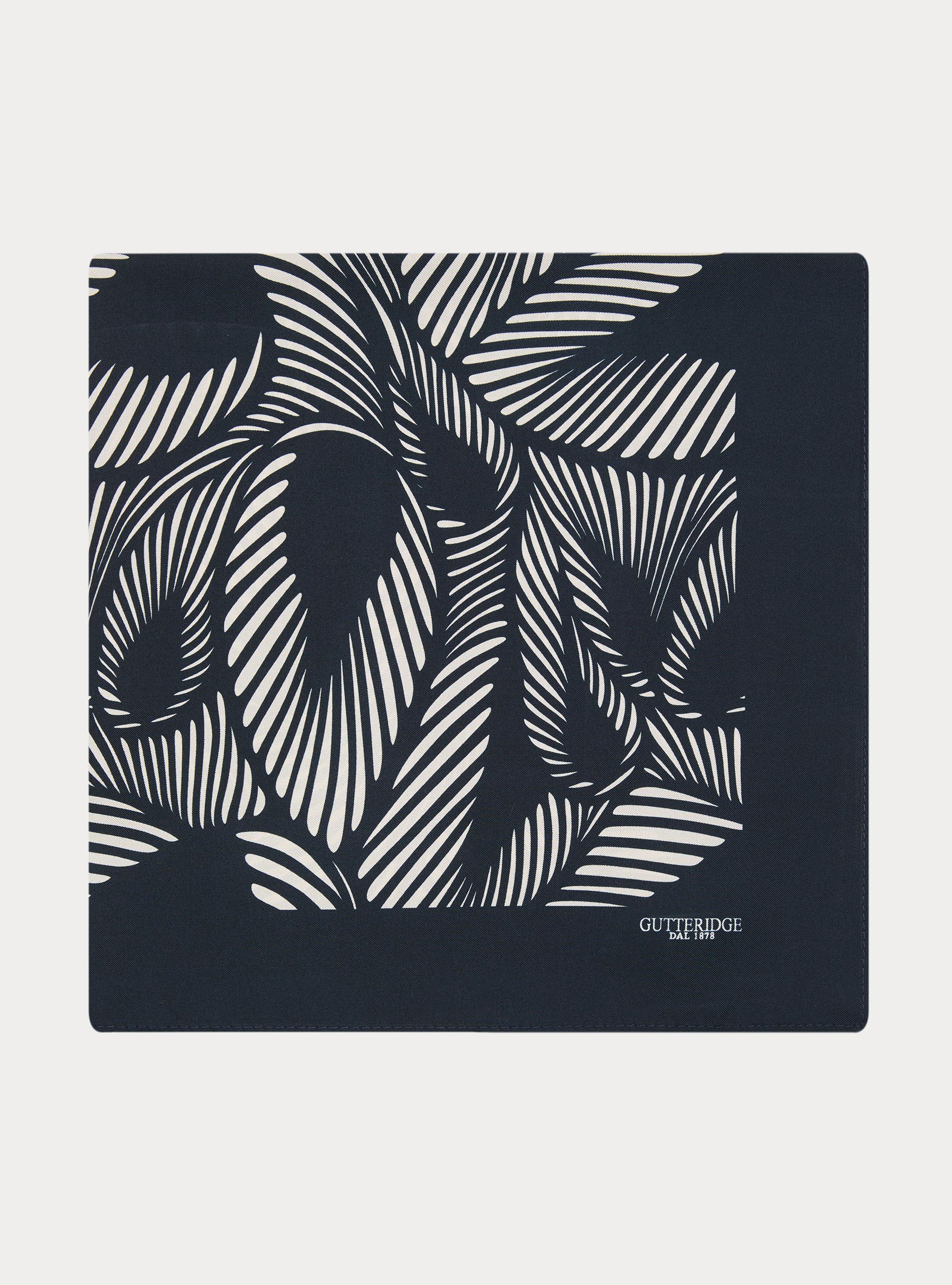Geometric print silk foulard, NAVY BLUE