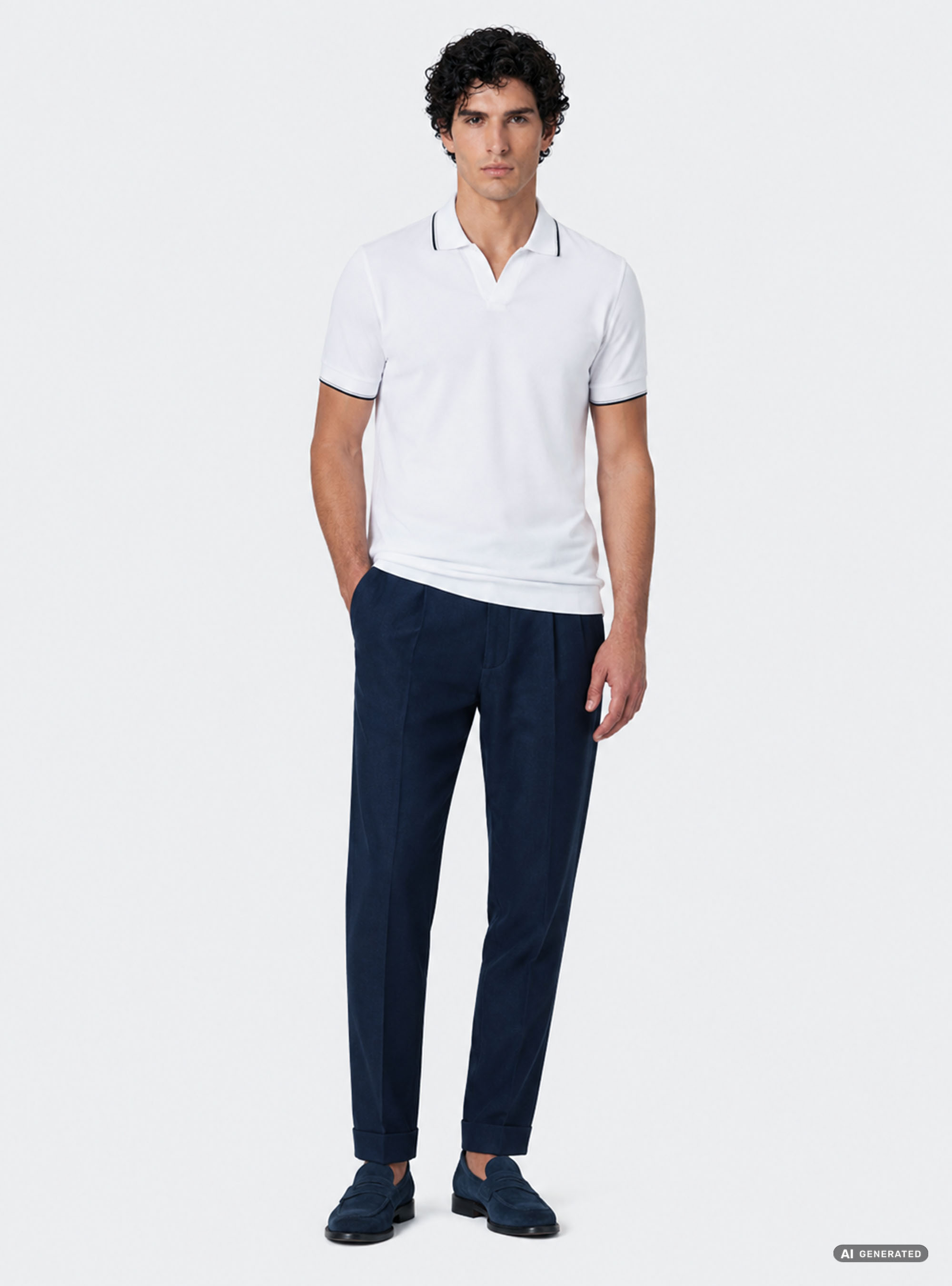 Polo GT01 de piqu&eacute; el&aacute;stico sin botones, BLANCO