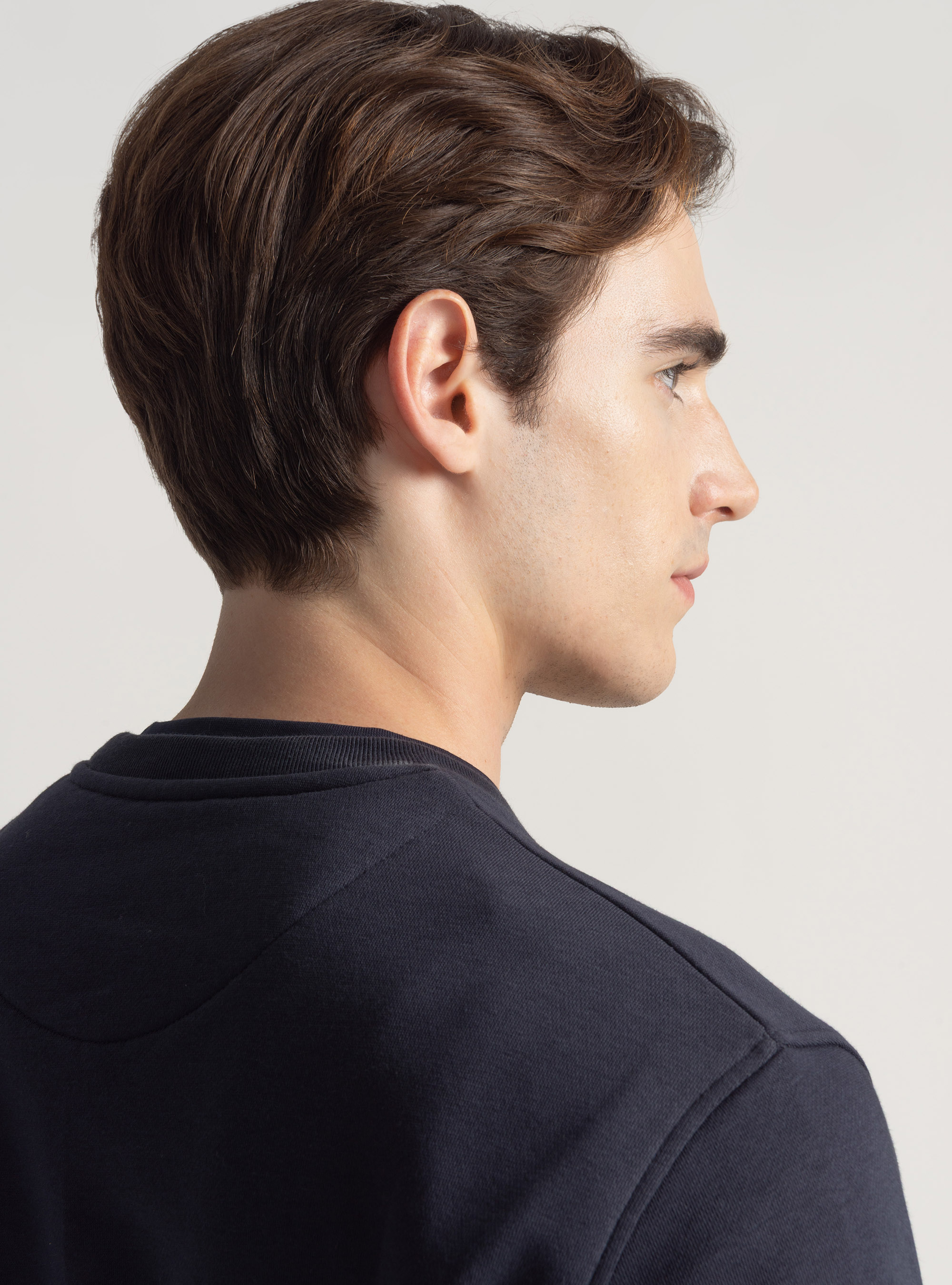 Sweatshirt &agrave; col rond avec logo, BLEU MARINE