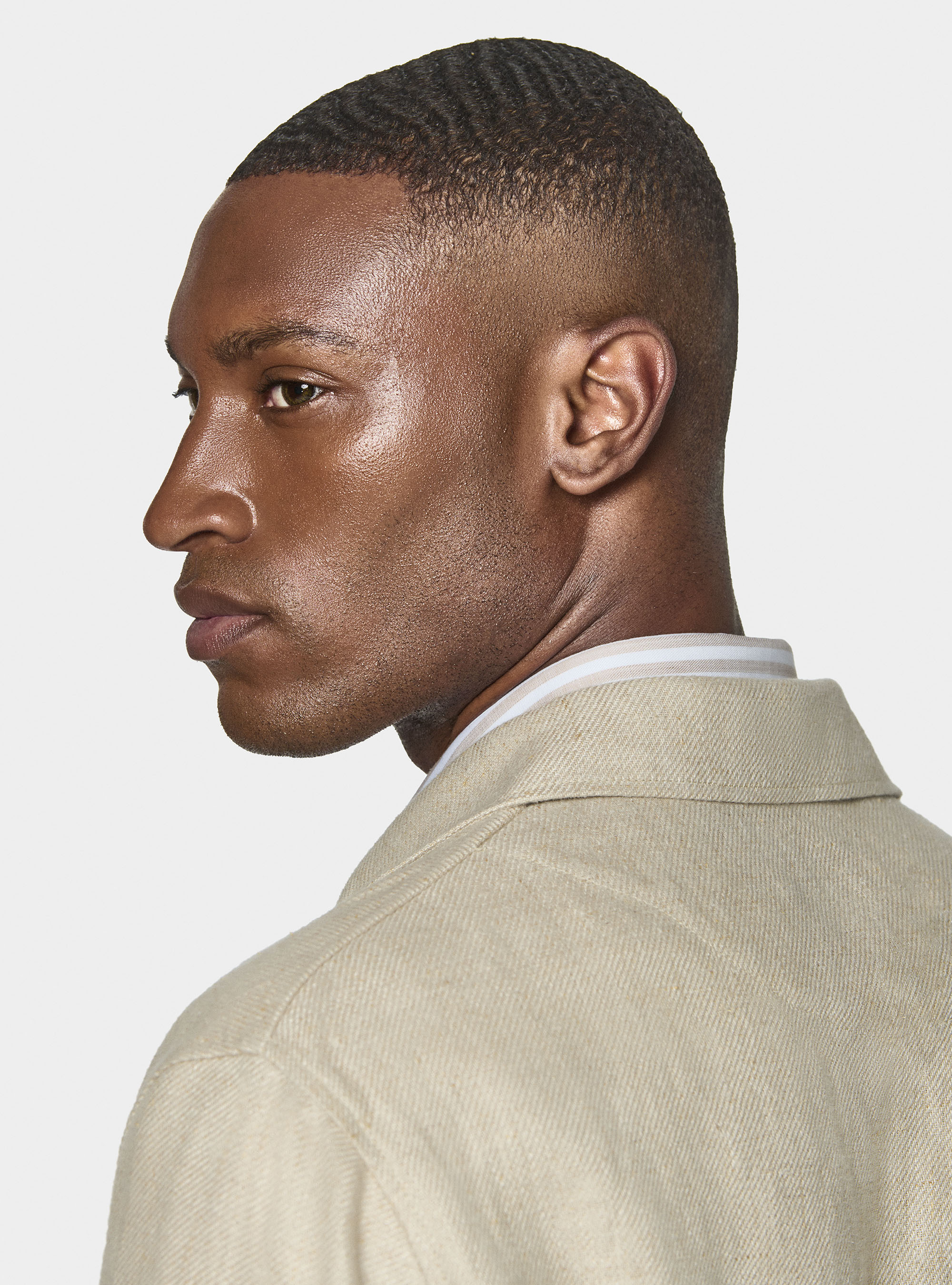 Linen twill shirt blazer, SAND