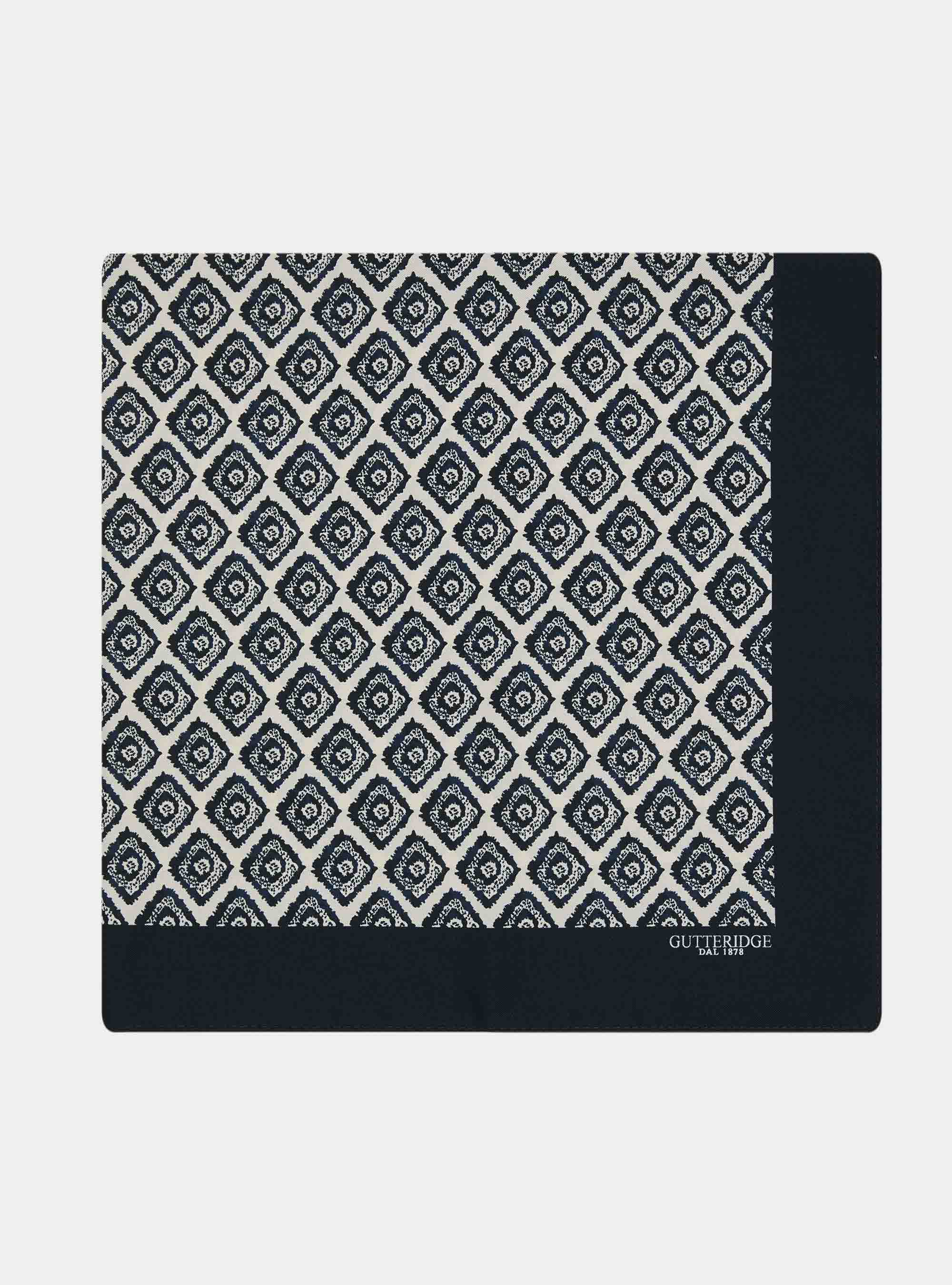 Seidentuch mit geometrischem Muster, NAVY 0218C