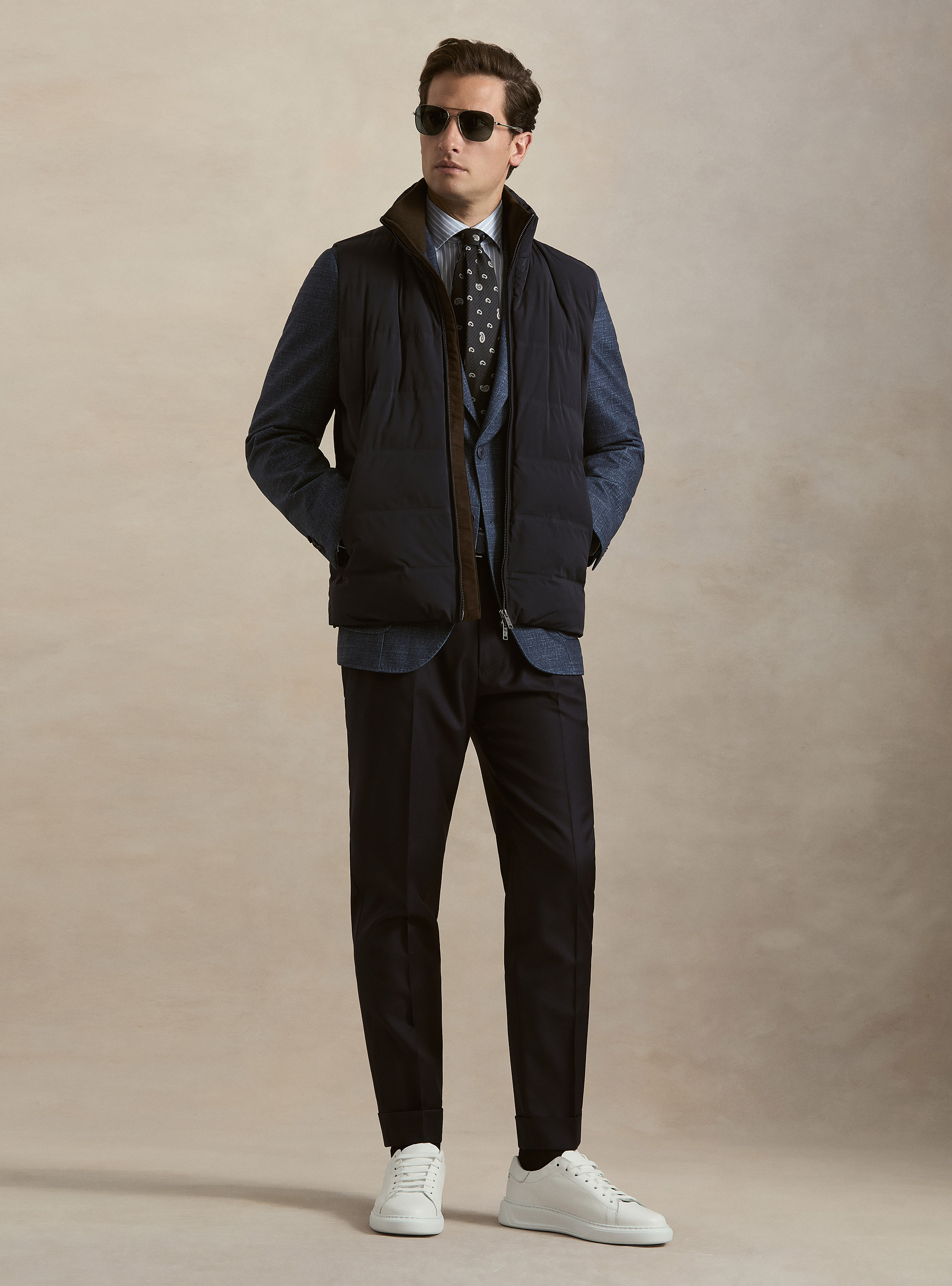 Quilted performance technical vest, NAVY BLUE
