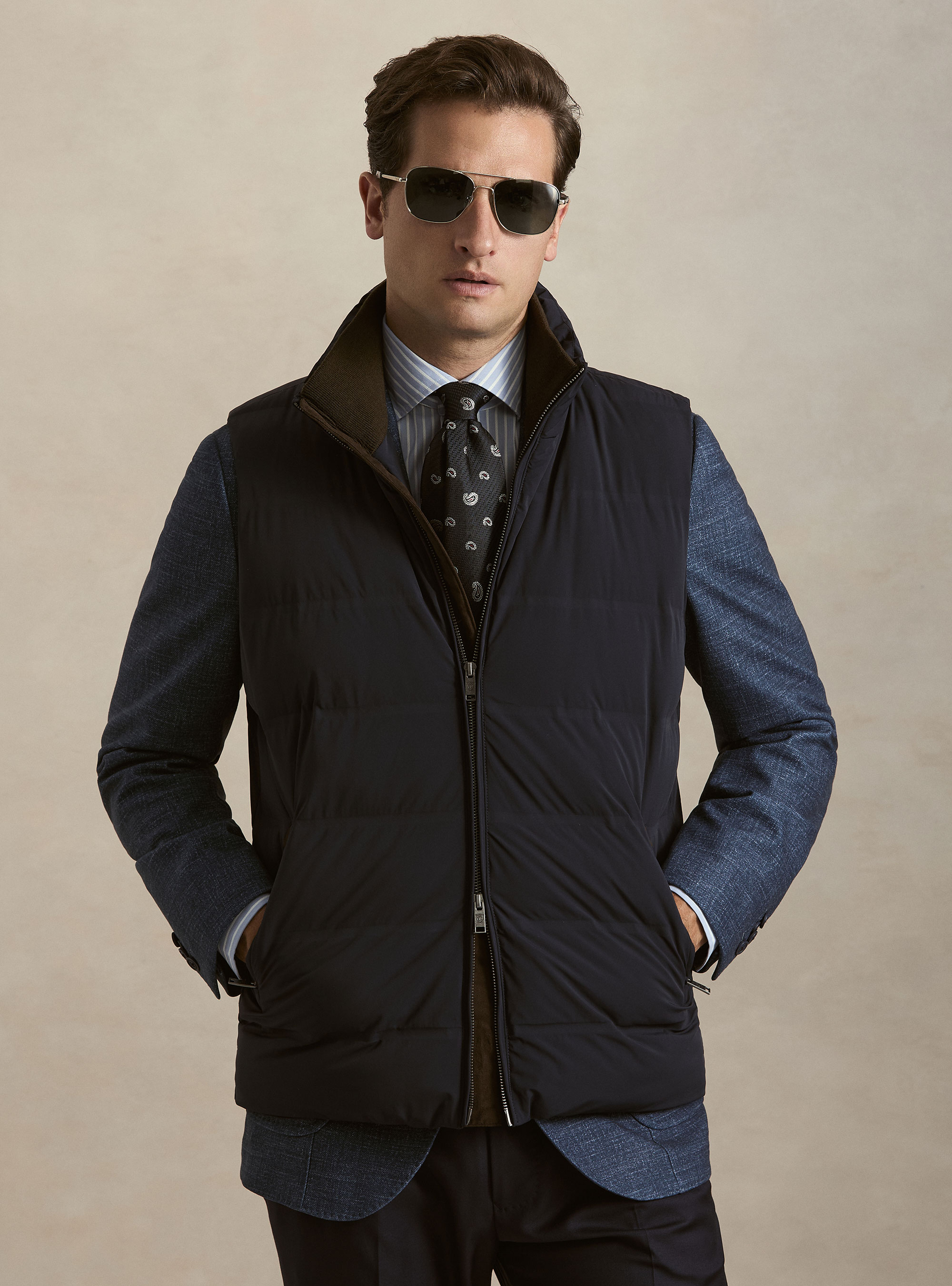 Quilted performance technical vest, NAVY BLUE