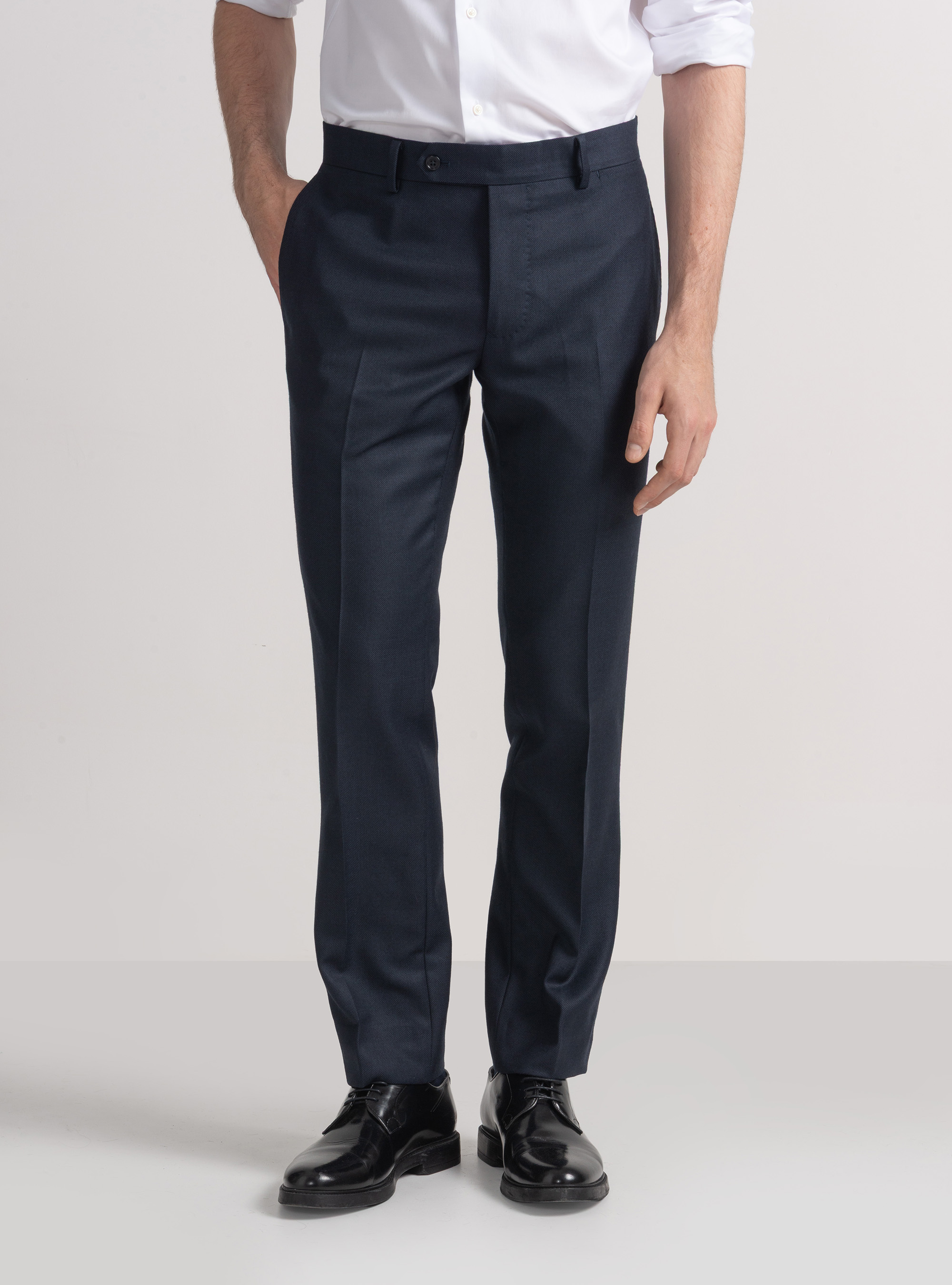 Pantal&oacute;n de traje de lana ojo de perdiz Vitale Barberis Canonico, AZUL MARINO