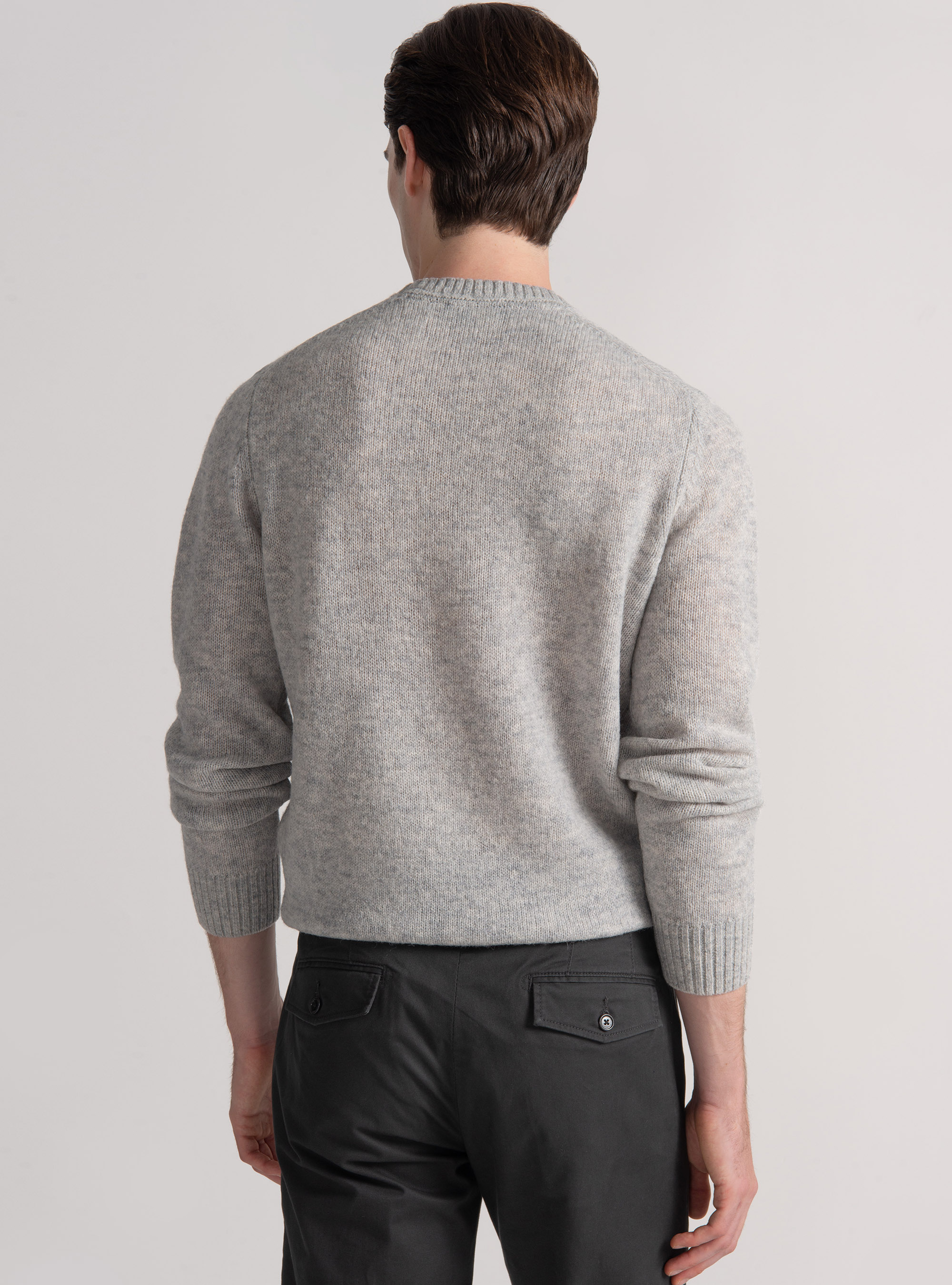 Shetland wool crew-neck sweater, GRIGIO MELANGE 0151C