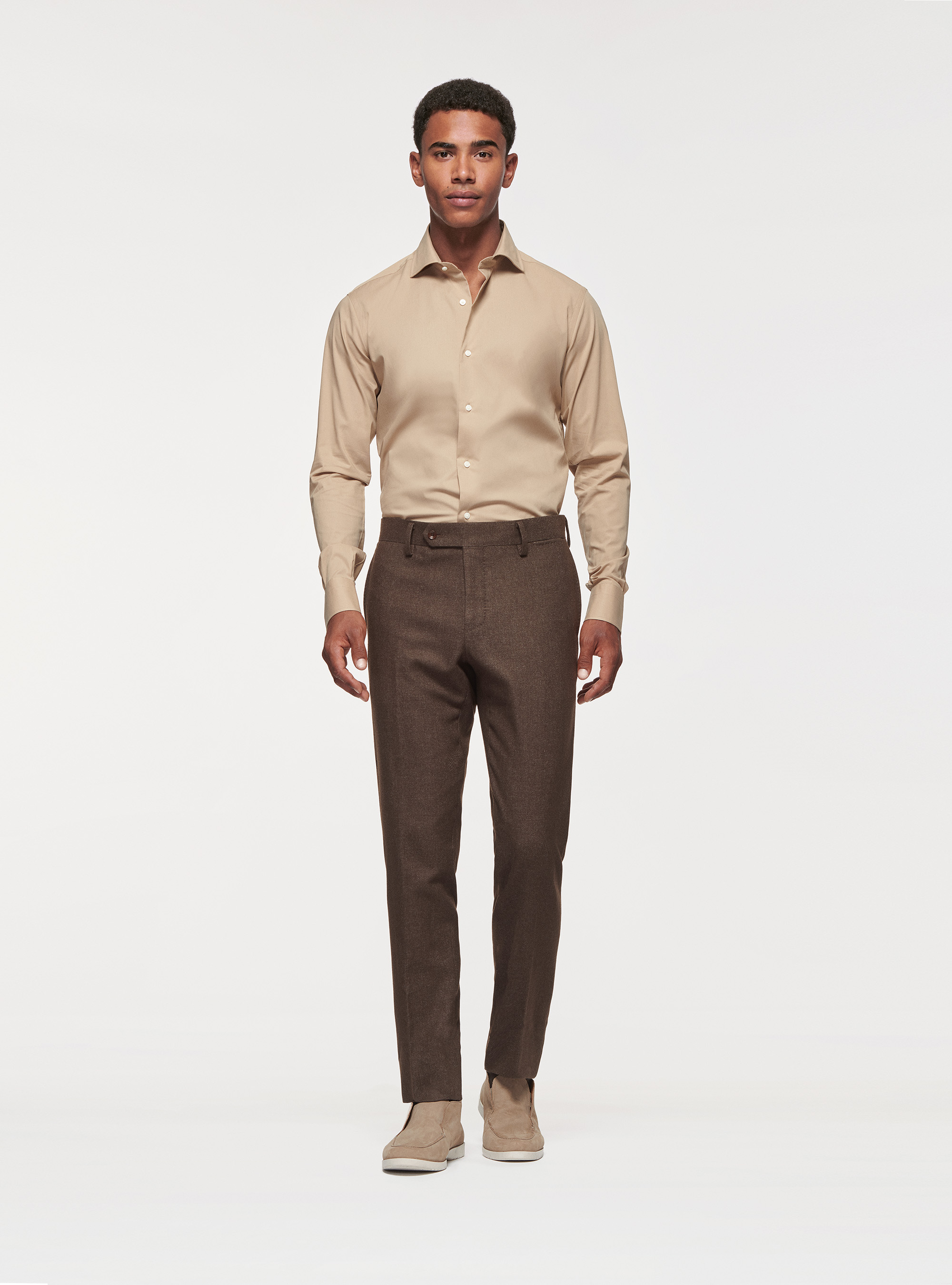 Stretch poplin shirt, SAND