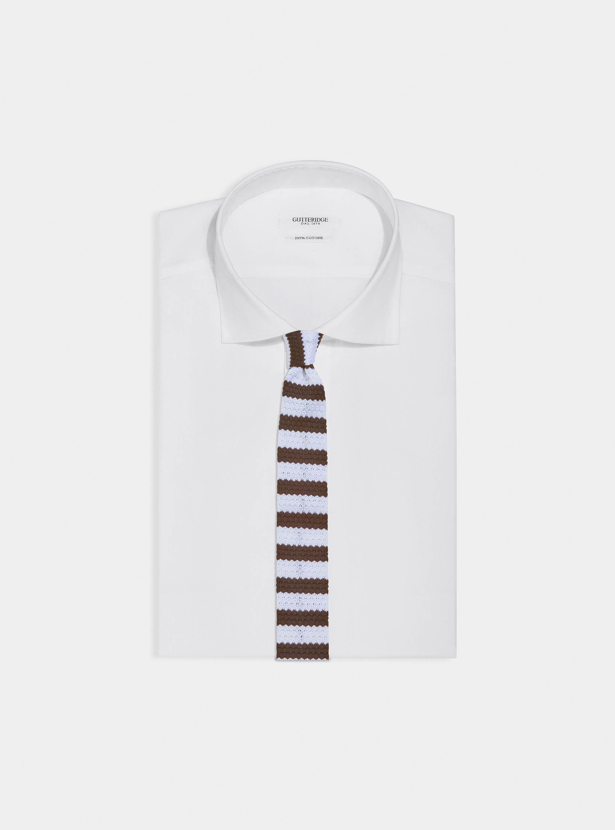 Striped knit tie, MARRONE 0508C