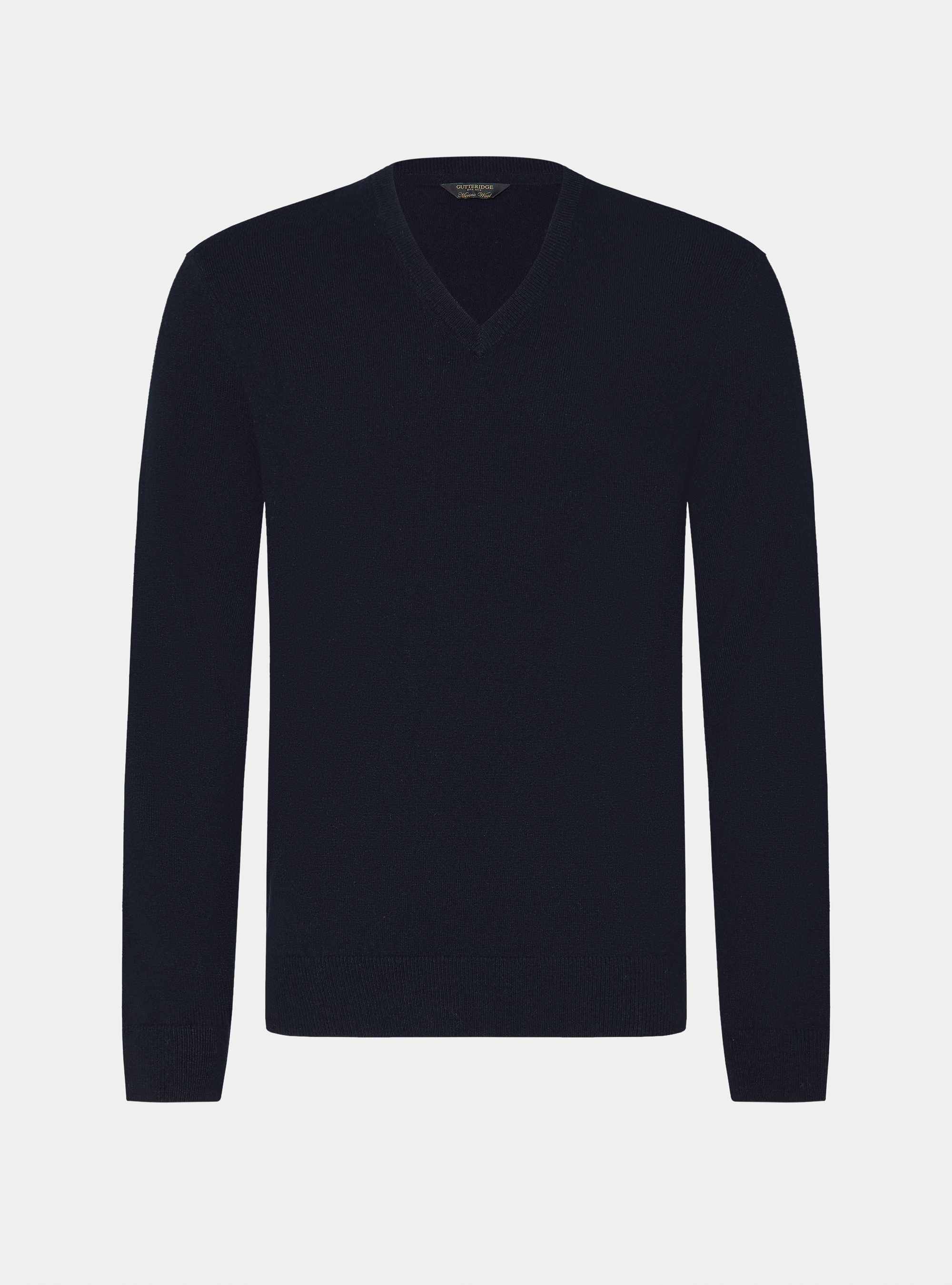 Maglia scollo a V in lana merino, BLU NAVY
