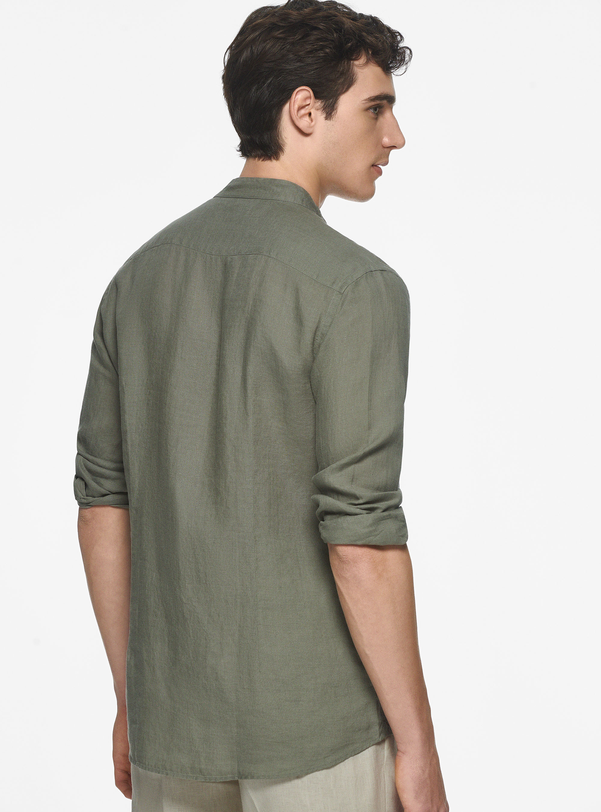 Chemise cor&eacute;enne en pur lin, SALVIA 0602C