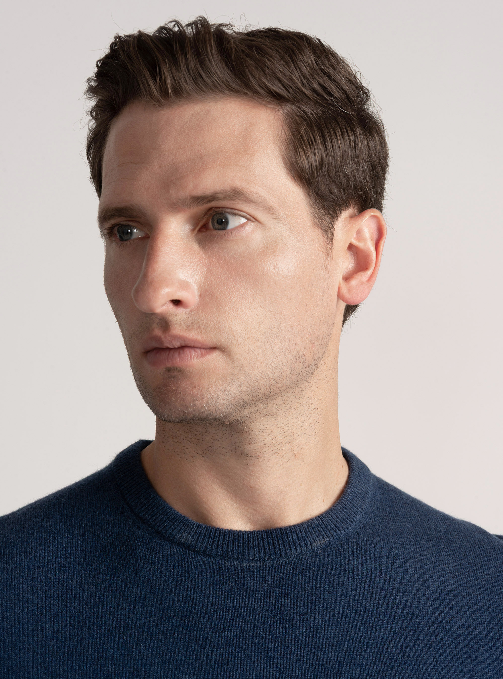Lambswool and cashmere crew-neck sweater, INK