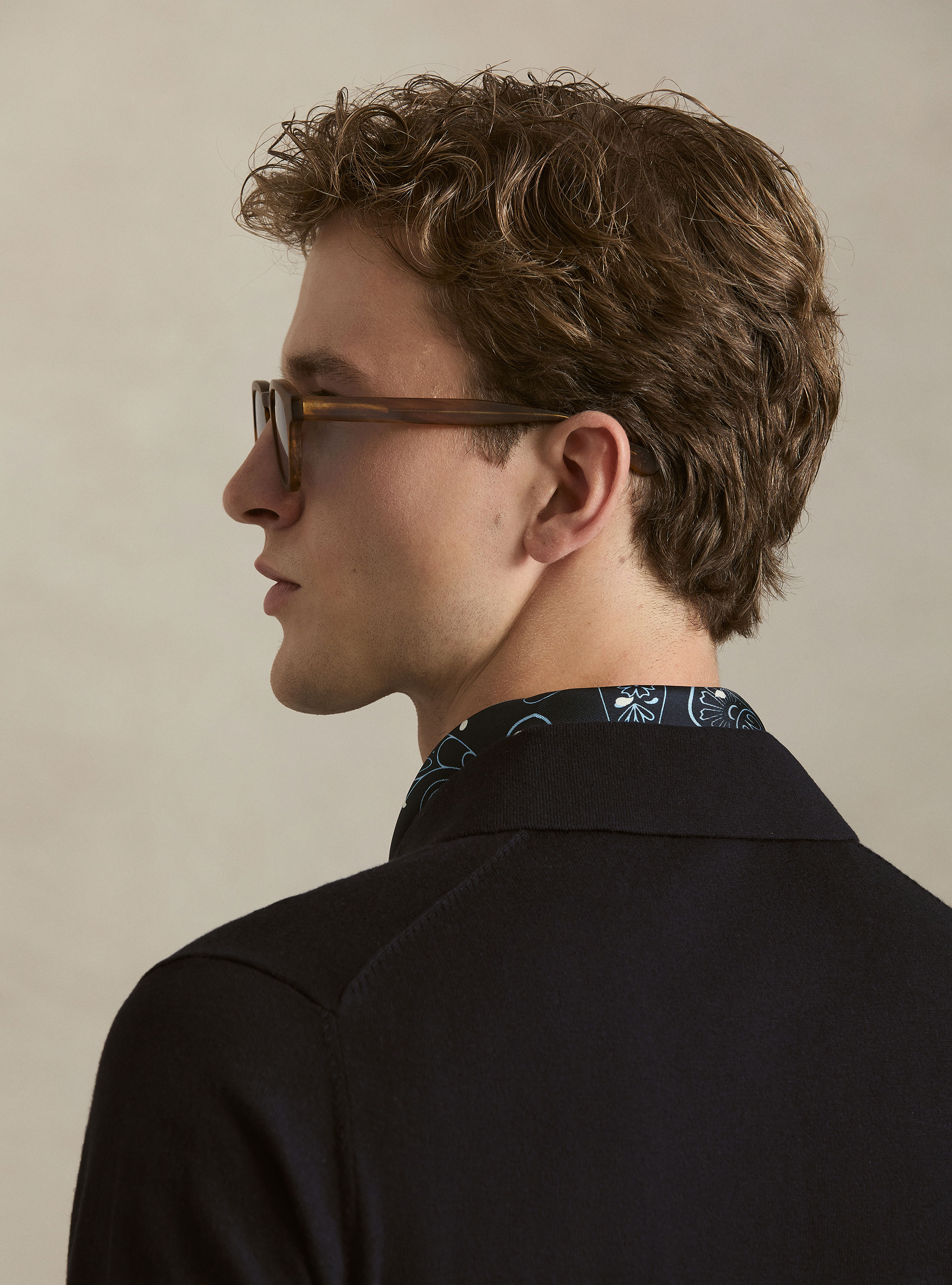 Polo in maglia di cotone e cashmere, BLU NAVY