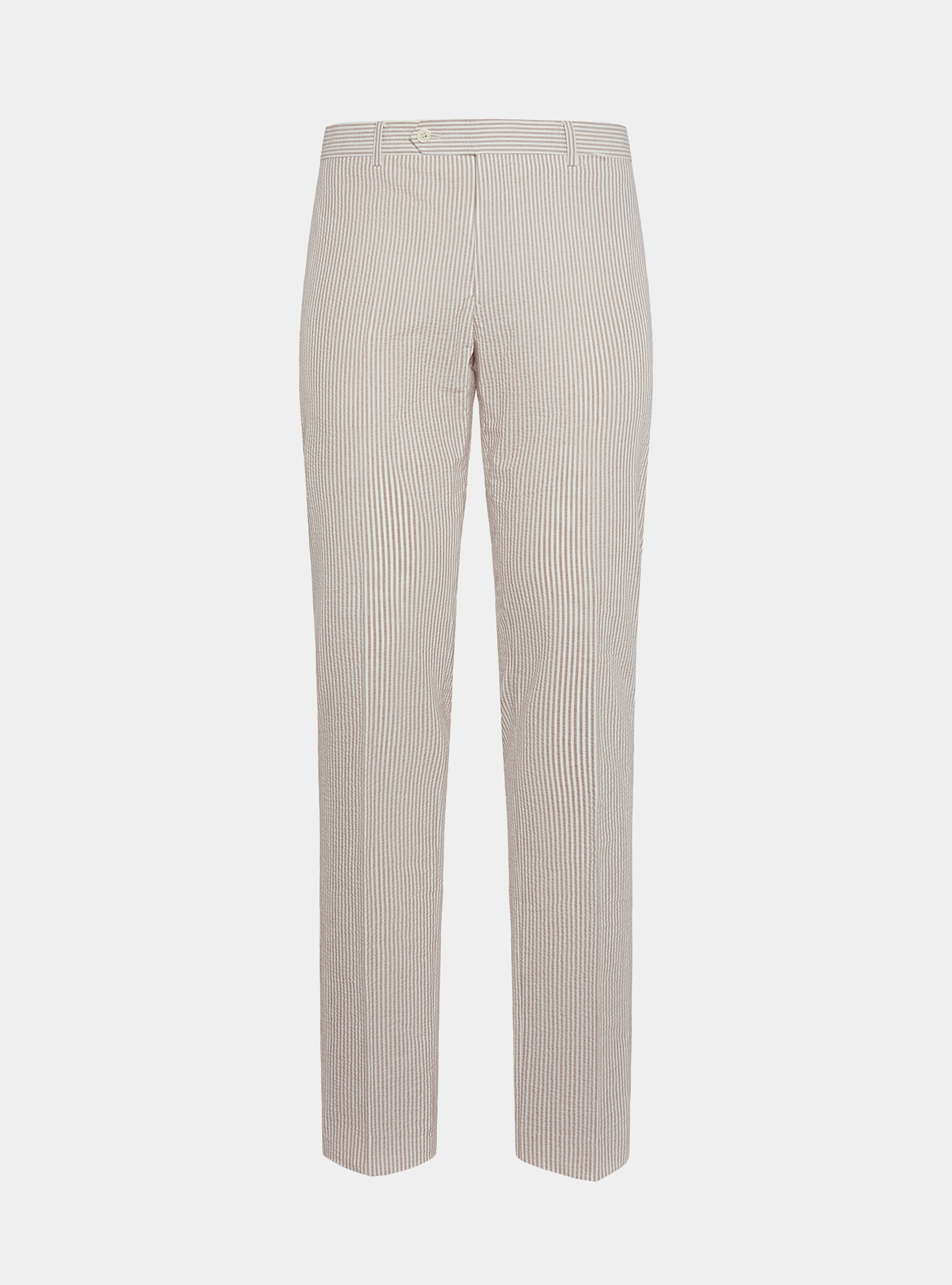 Pantalon seersucker en coton m&eacute;lang&eacute; ray&eacute;, SABLE
