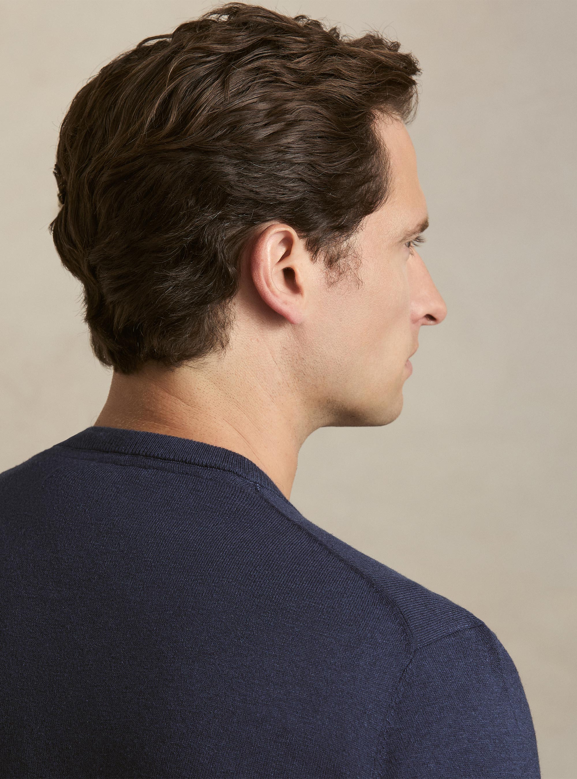 Pull col rond en coton, soie et cachemire, ENCRE
