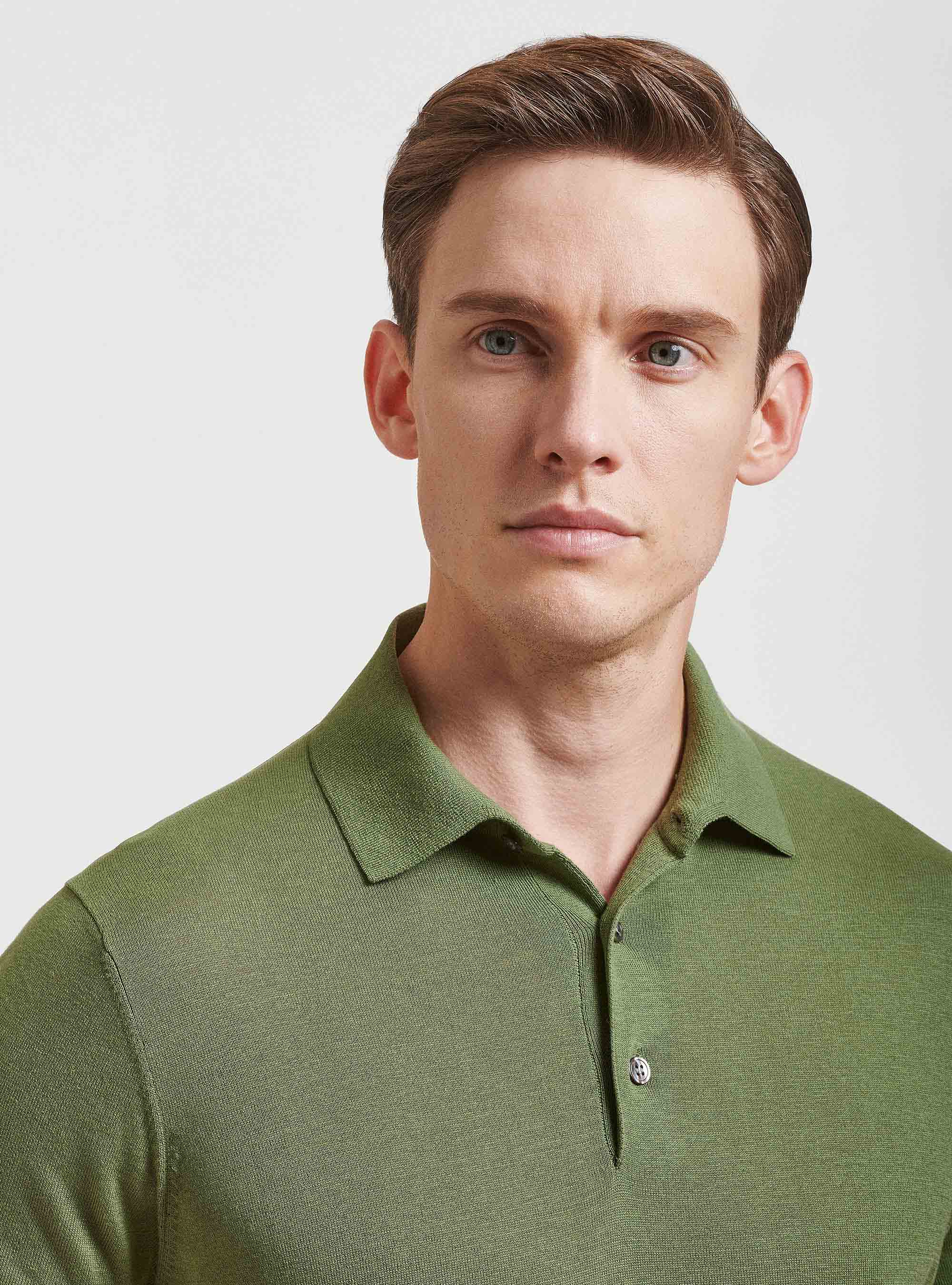 Polo de seda y algod&oacute;n, VERDE OLIVA
