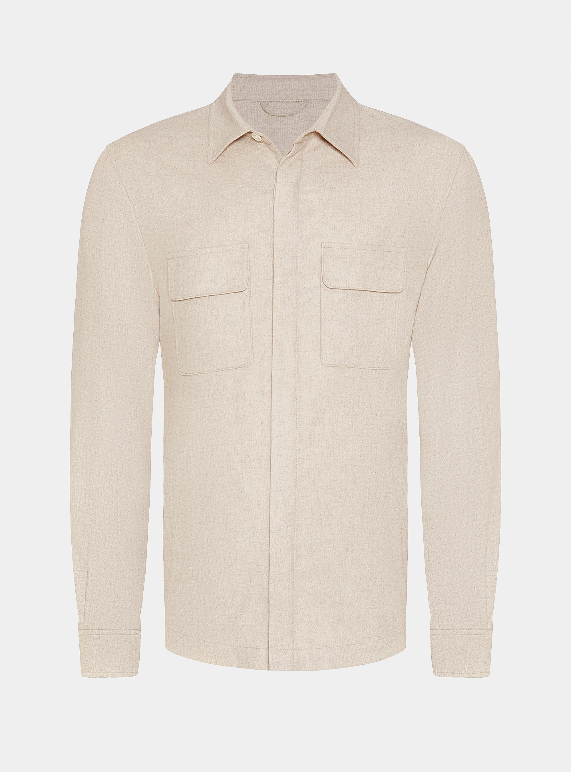 Lightweight shirt jacket in wool blend, ECRU