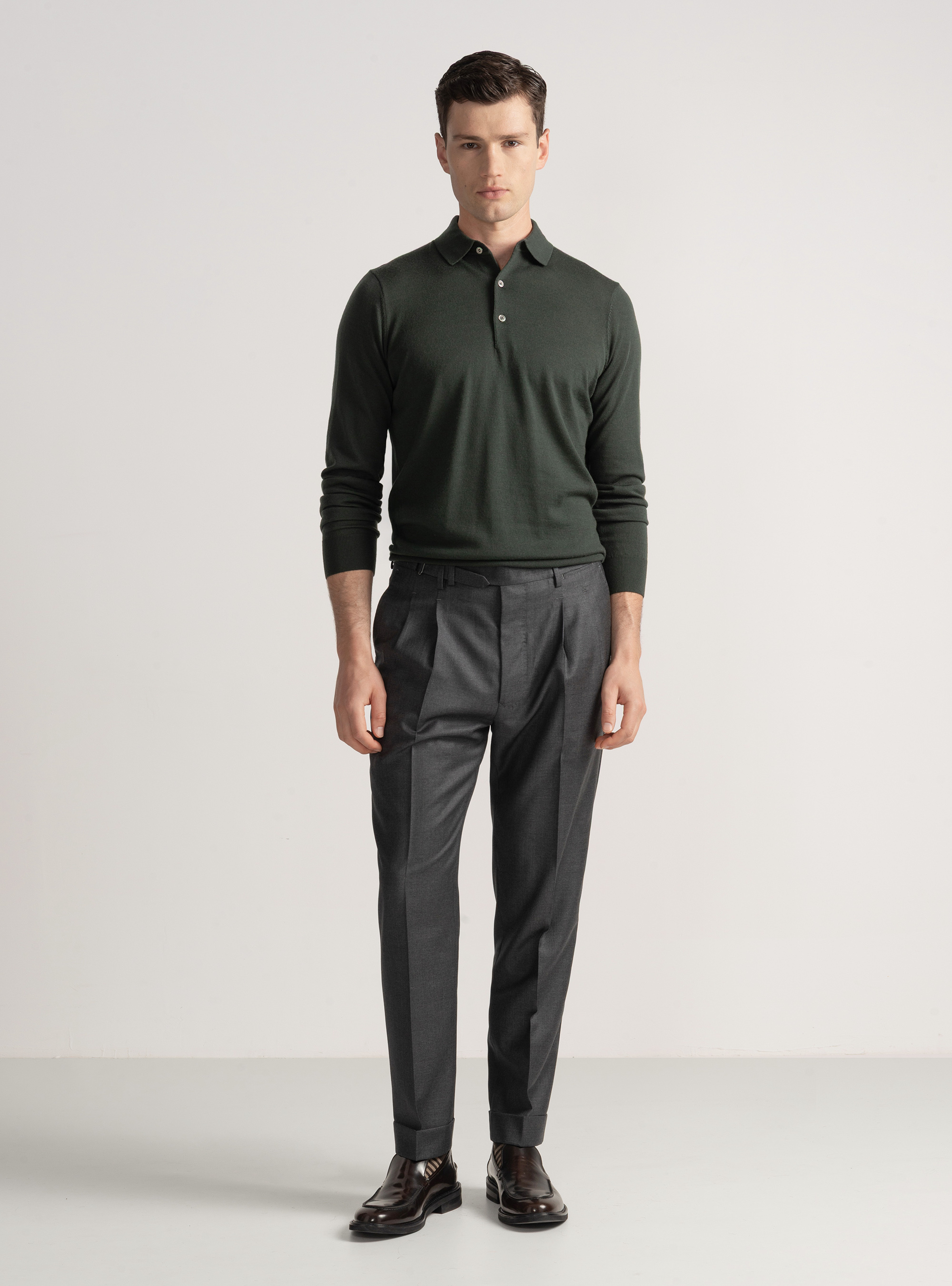 Vitale Barberis Canonico wool pleat trousers, ASPHALT GREY