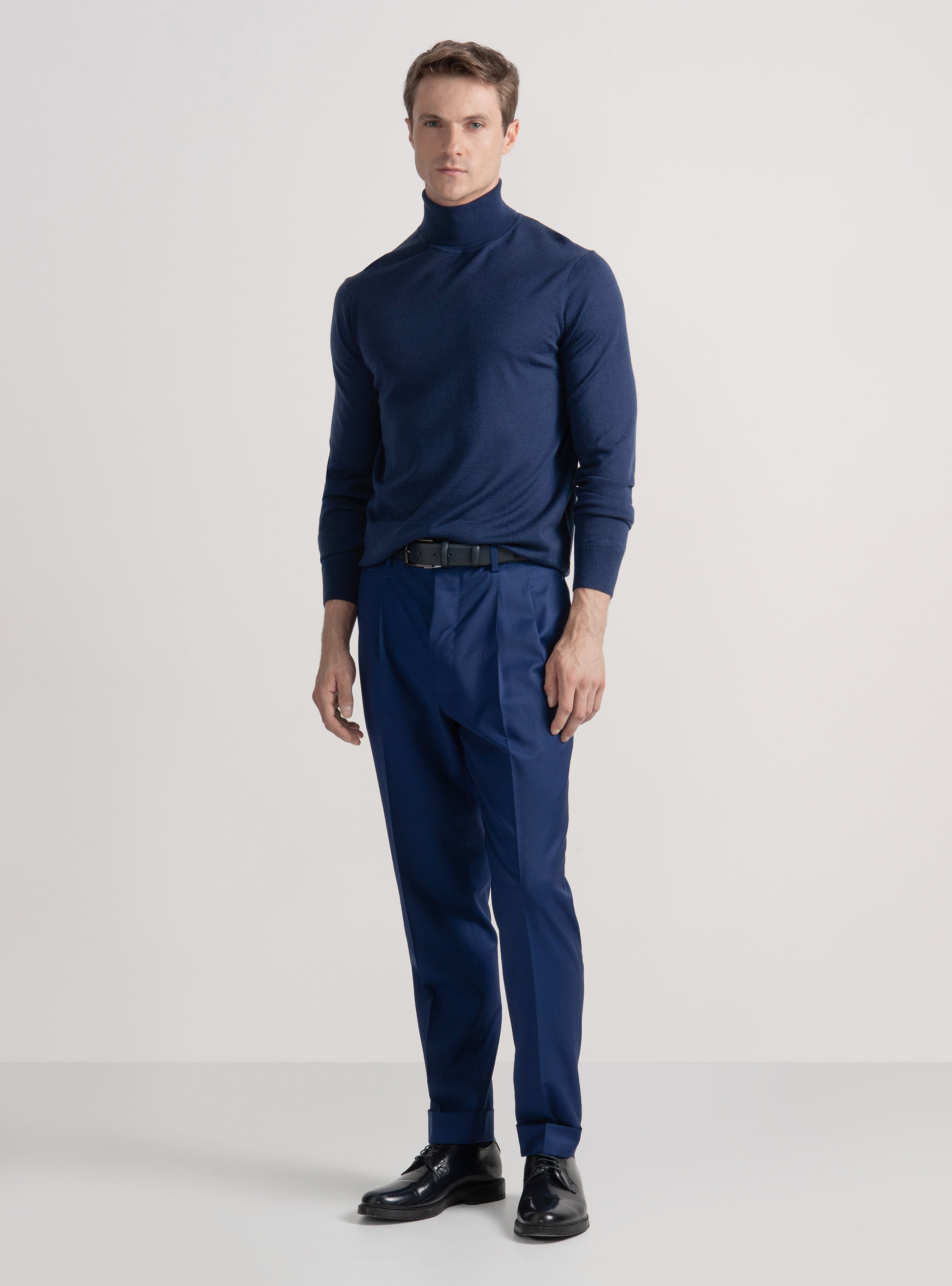 Turtleneck in pure extra-fine merino wool, INK