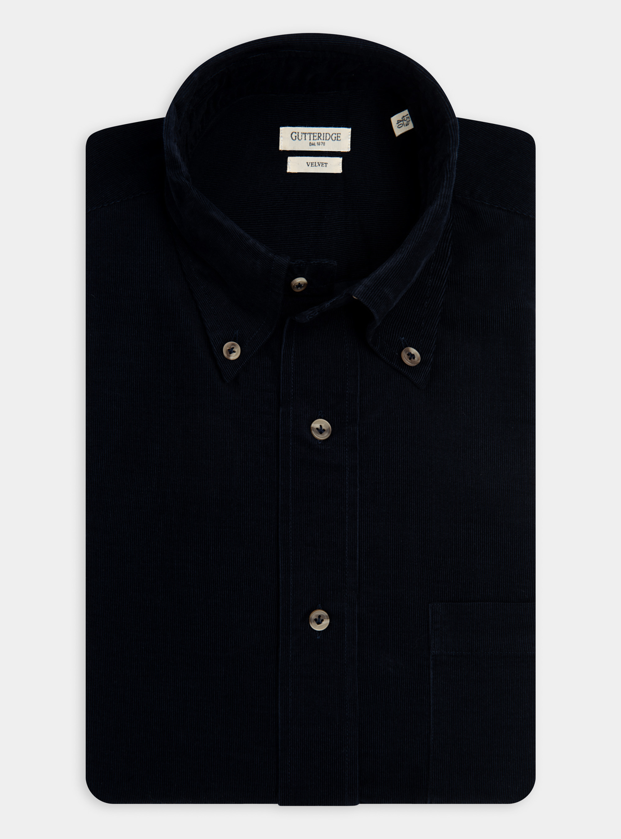Hemd mit Button-Down-Kragen aus Baumwollsamt, NAVY 0218C