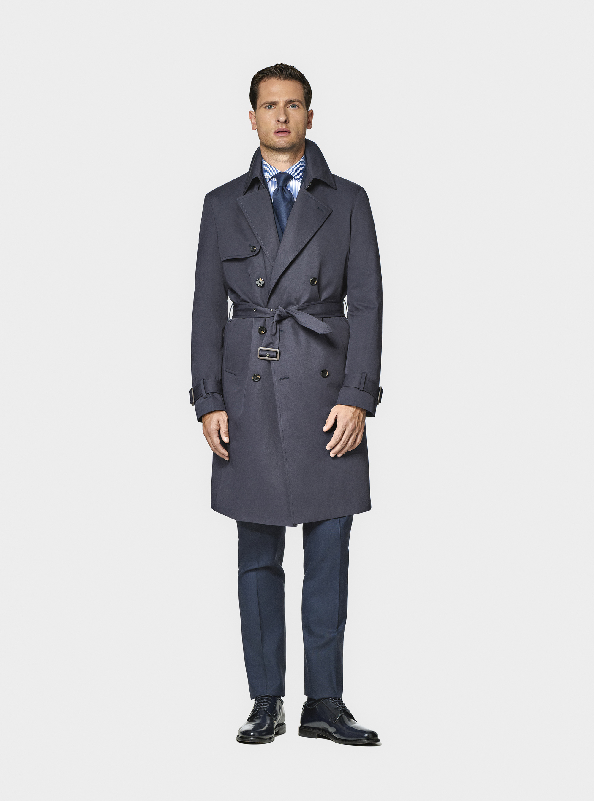 Trench in twill di cotone, BLU NAVY