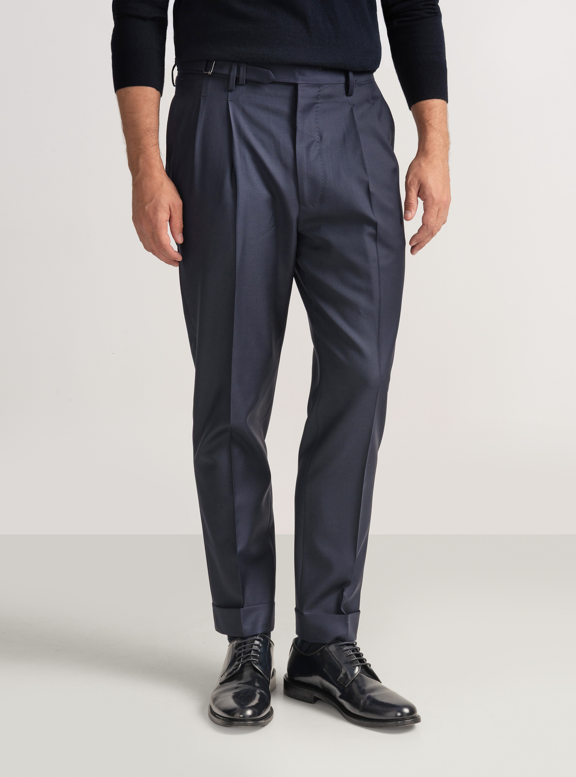 Vitale Barberis Canonico wool pleat trousers, NAVY BLUE
