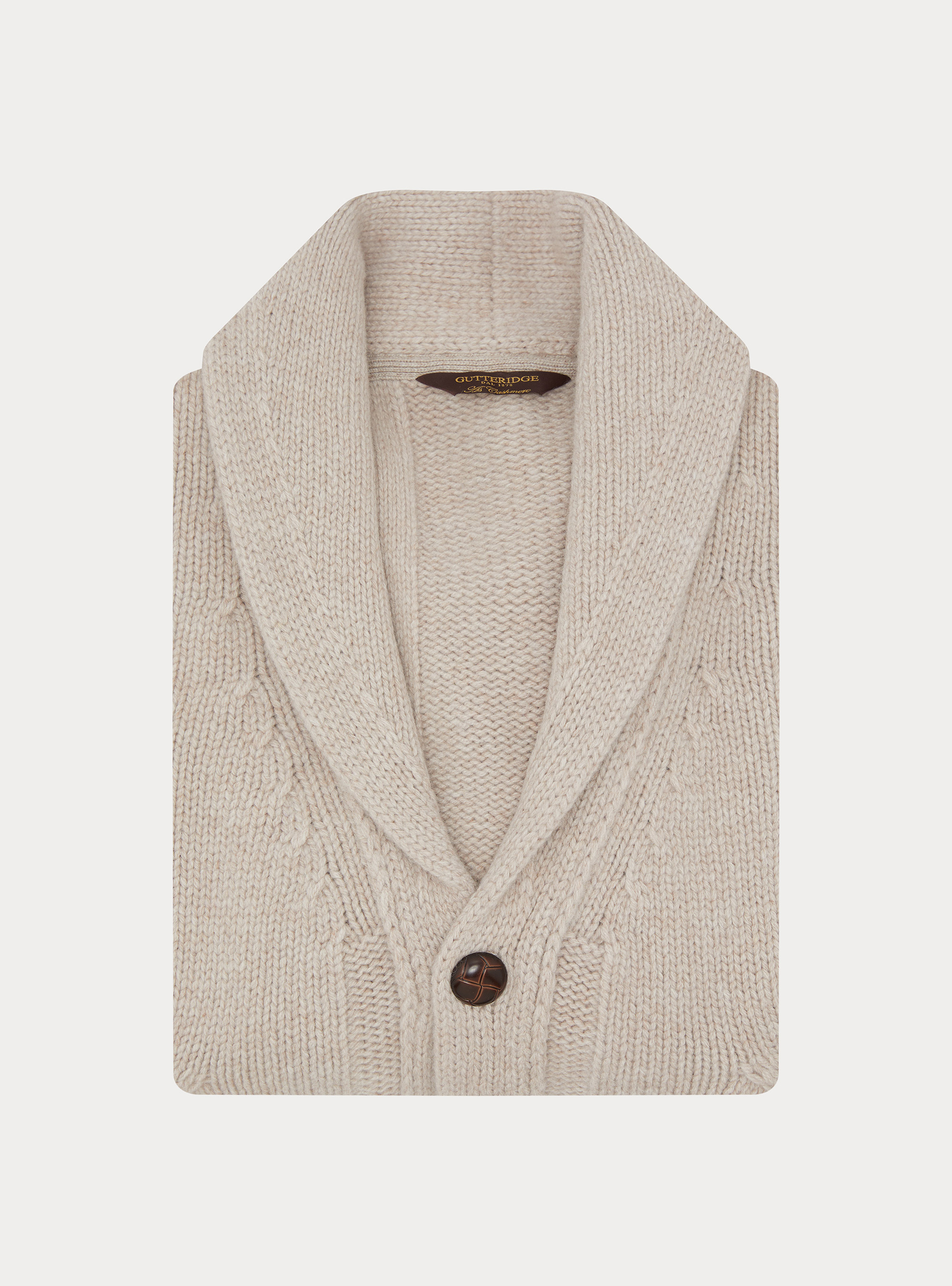 Schalkragen-Strickjacke mit Zopfmuster, ECRU 0560C