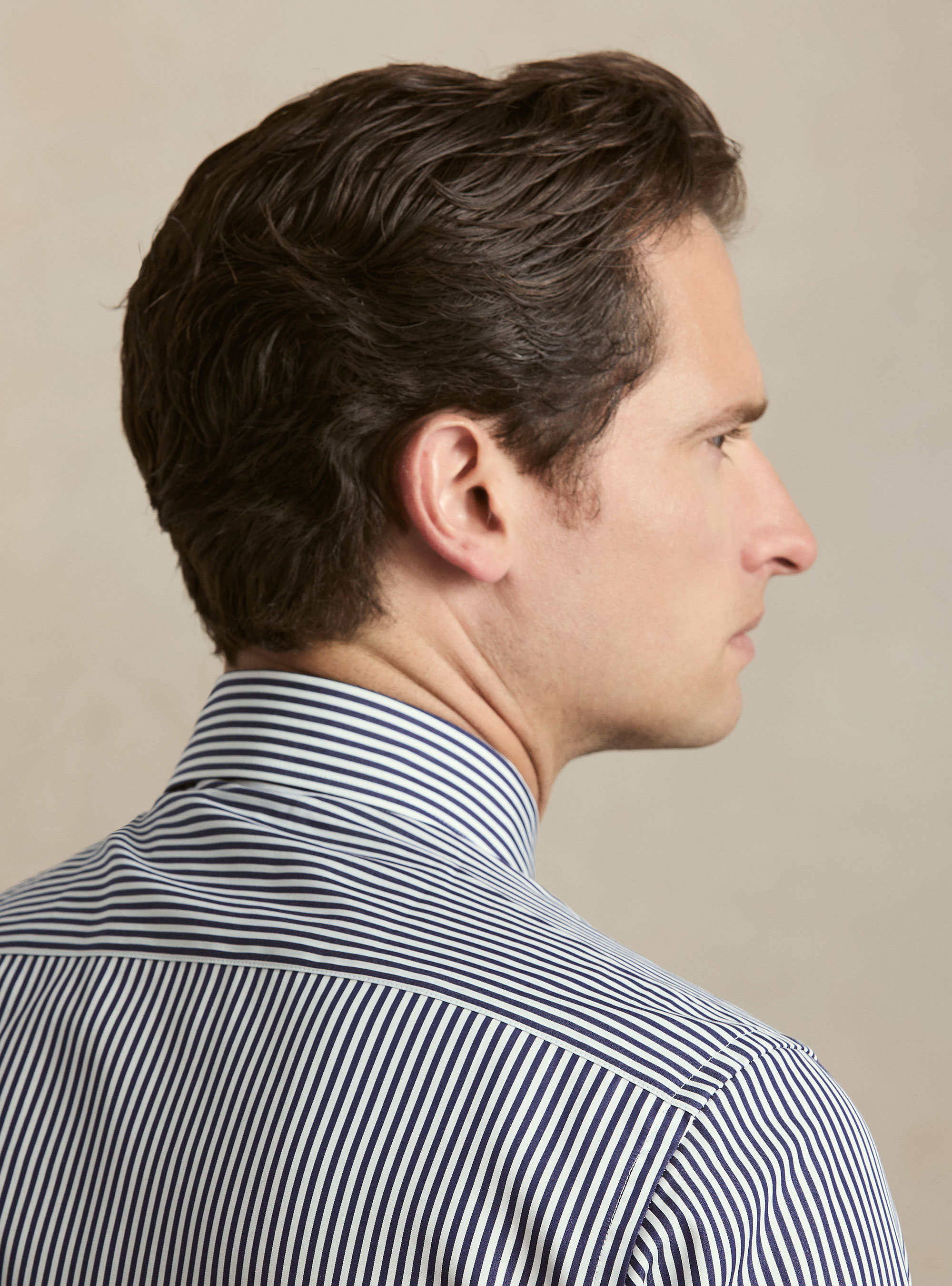 Camisa de rayas en popel&iacute;n de algod&oacute;n, AZUL MARINO