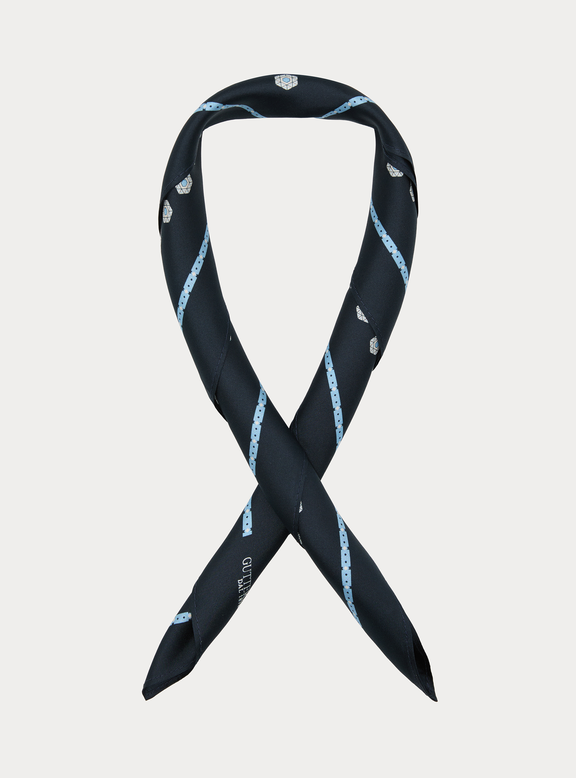 Fular de seda con estampado geom&eacute;trico, AZUL MARINO