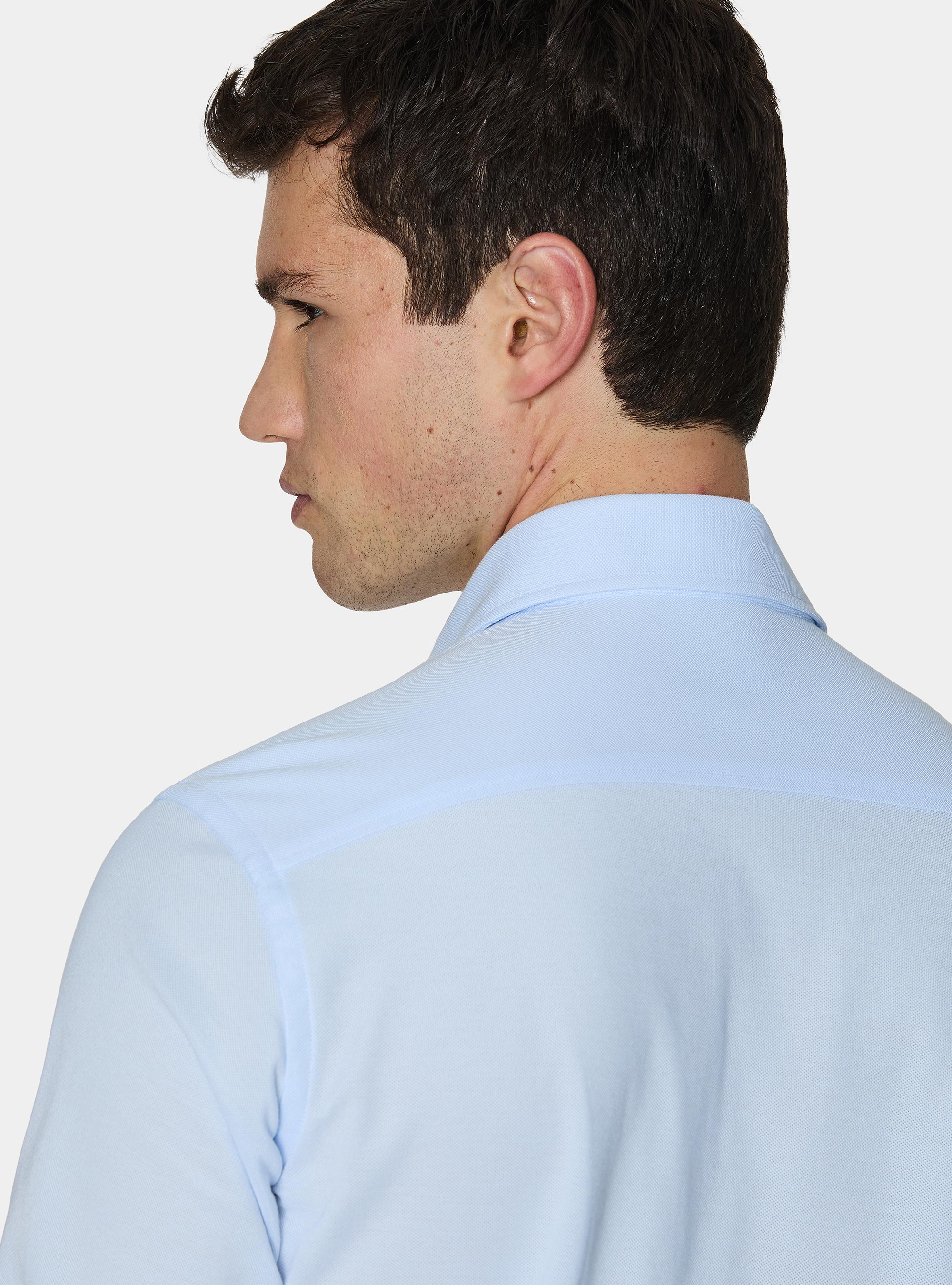 Camicia a polo GT01 in misto cotone piquet, AZZURRO