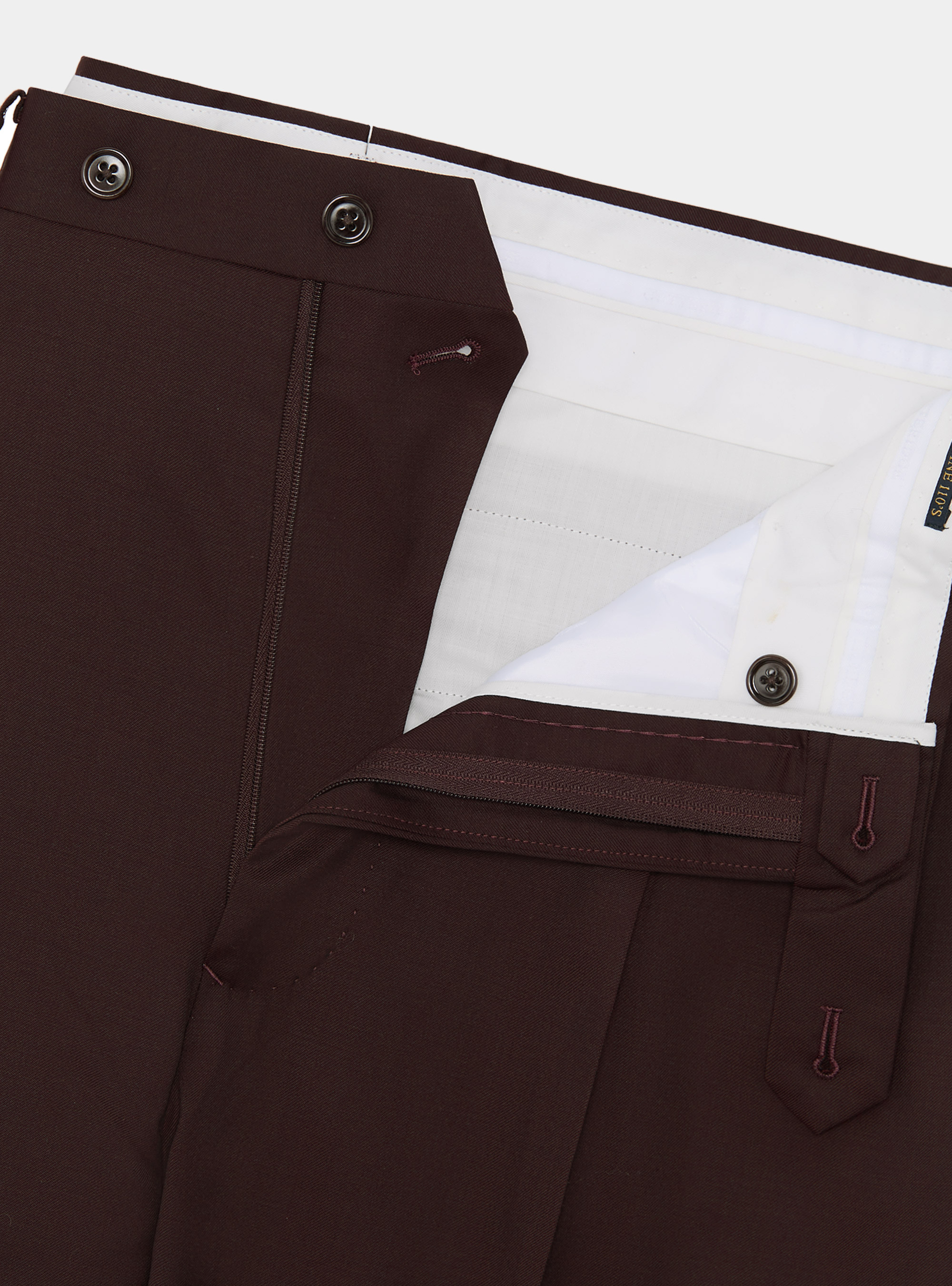 Pantaloni con pince per abito doppiopetto in lana reda superfine 110's, BORDEAUX