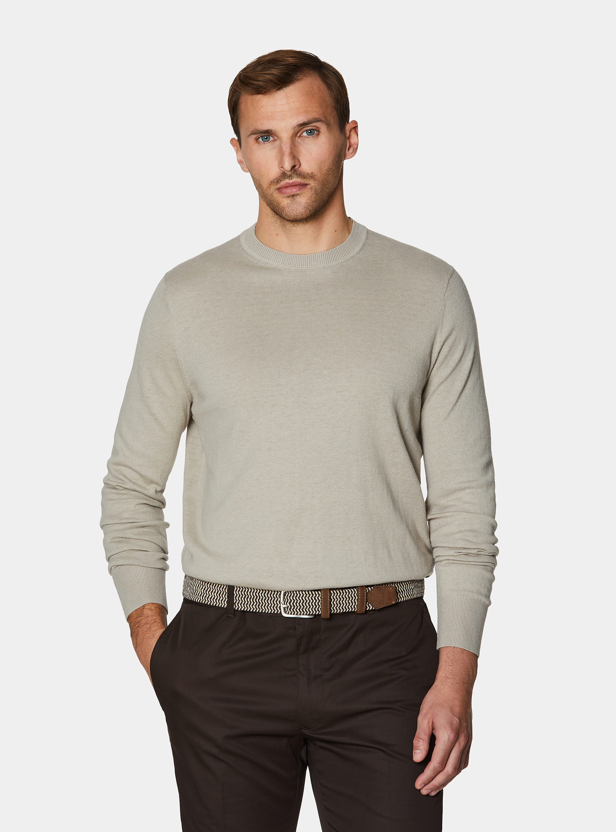 Rundhals-Pullover aus Baumwolle, Seide und Kaschmir, SABBIA 0561C