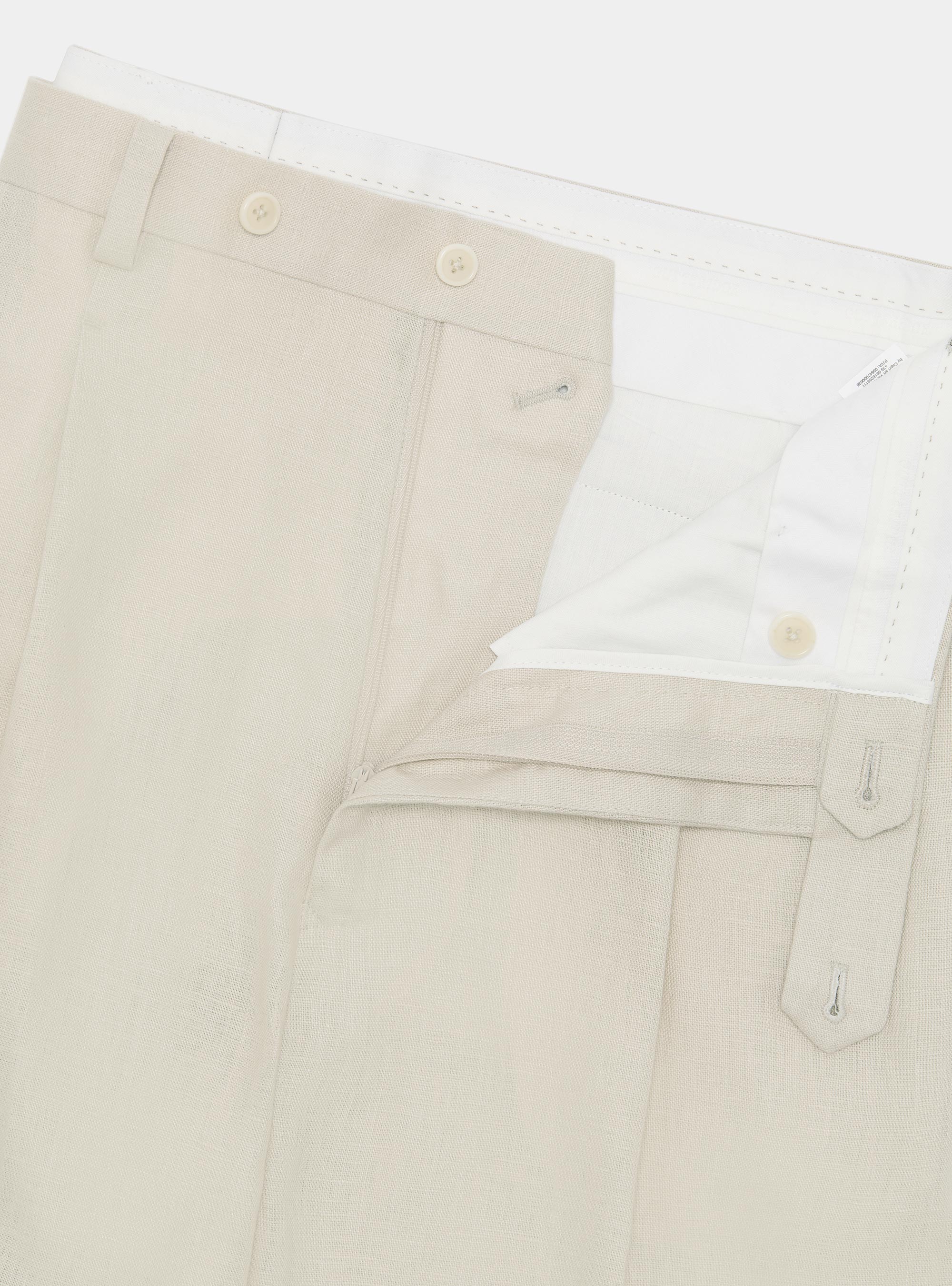 Pure linen double pleat trousers, ECRU