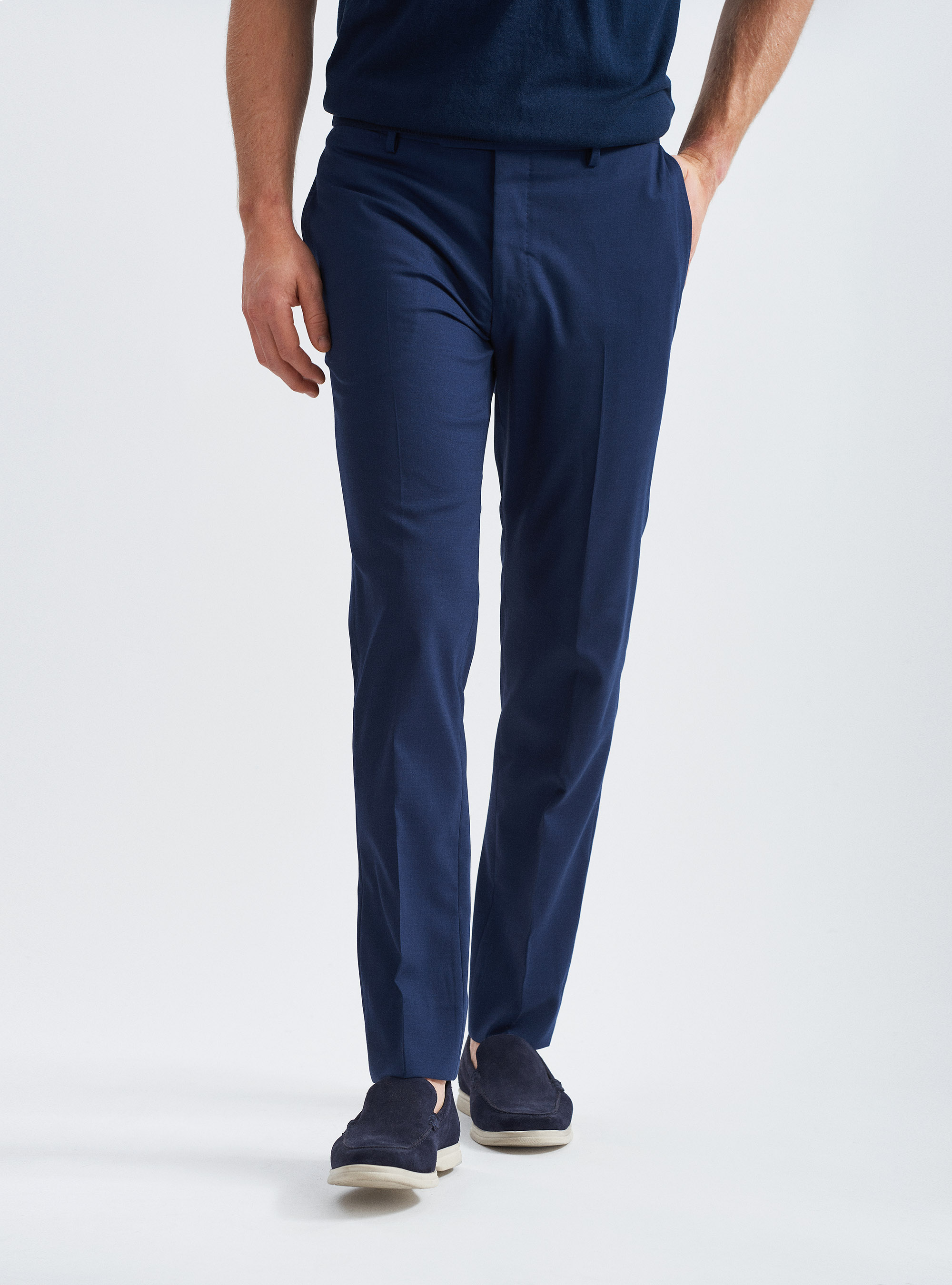 Pantaloni per abito in fresco lana, BLU